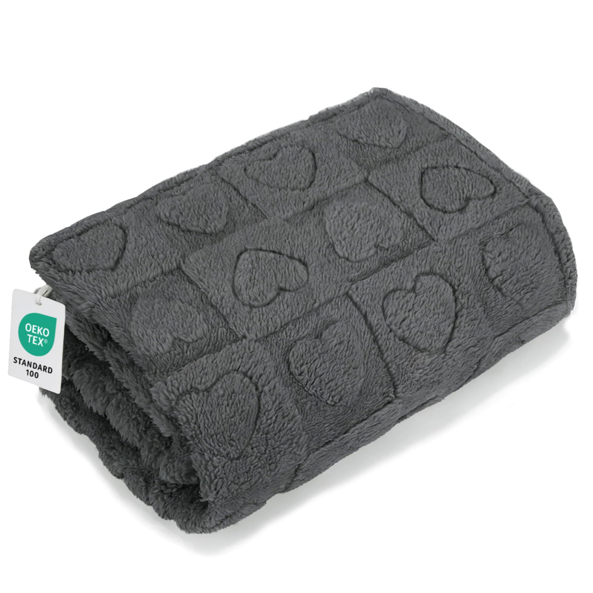 gogobunny 300GSM Coral Fleece Heart Checkered Blanket, Ultra Soft Warm Fluffy Throw for Baby Pet, Cozy Washable Blanket for Crib Couch Toddler Cats Small Dogs (Anthracite, 50x60)