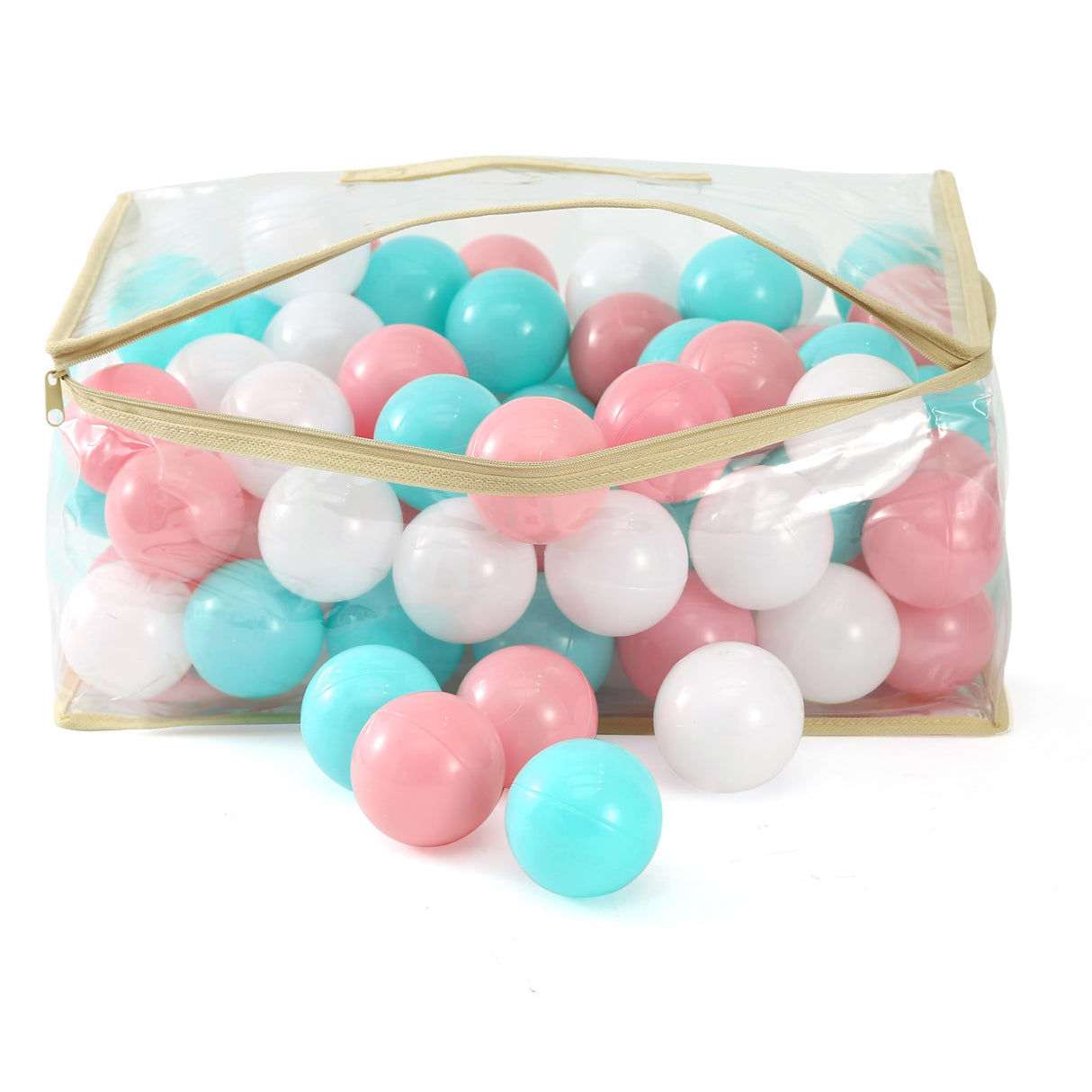MoonxHome Ball Pit Balls for Toddlers, BPA Free Crush Proof Plastic Toy Balls for Ball Pit, Children's Pool Water Toys, Ideal Gift for Christmas Balls for Play Tent 2.15" Pack of 100 White&Green&Pink
