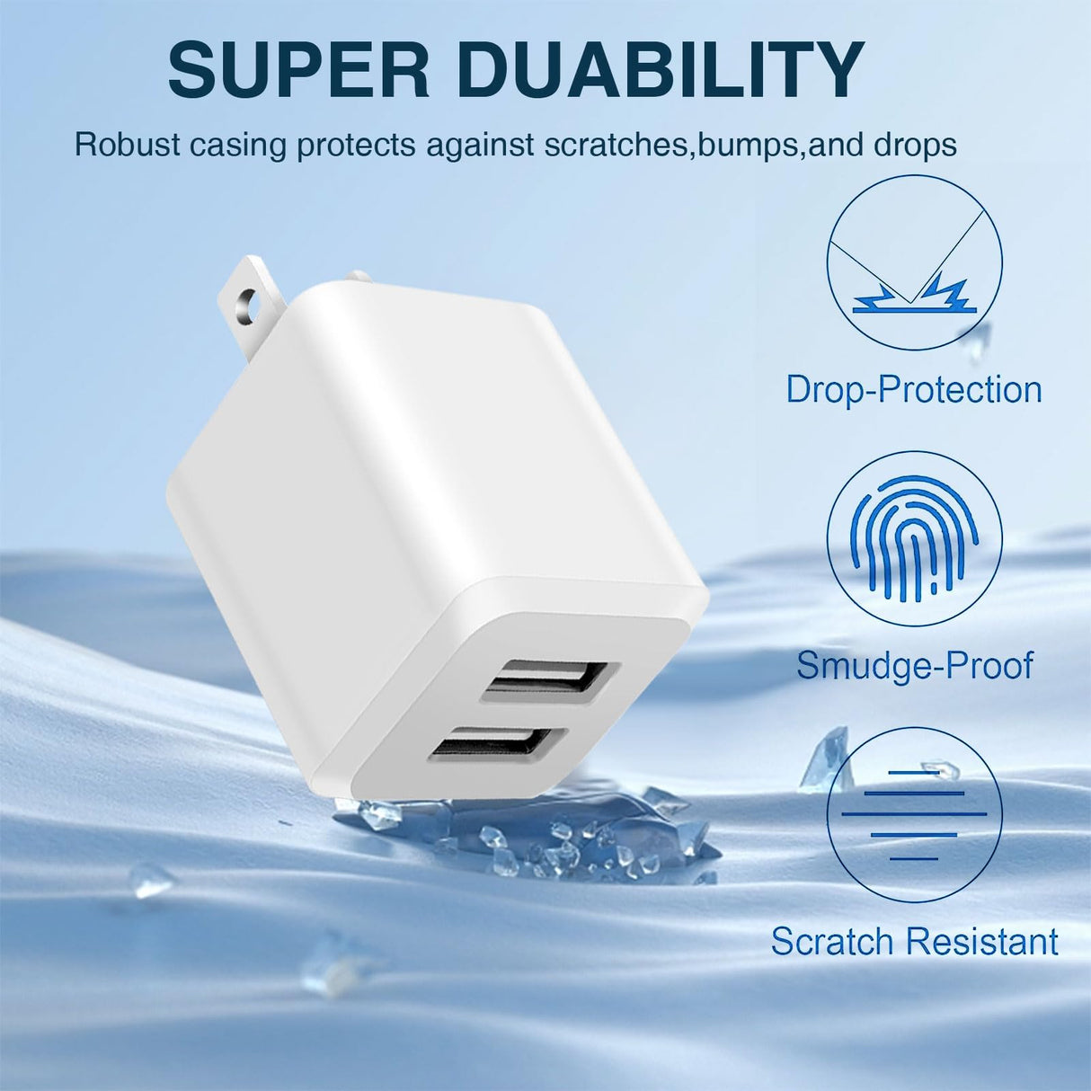 USB Wall Charger, Dual Port Cube Power Adapter Charger Plug Block Charging Box, Dual Port Wall Charging Adapter, Compatible for i Phone 14 13 12 11,Milky White (3-Pack)