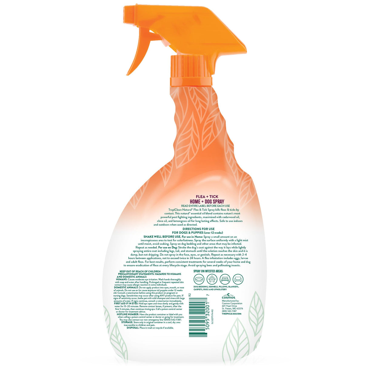 TropiClean Natural Maximum Strength Flea and Tick Spray for Dogs and Home, 32oz