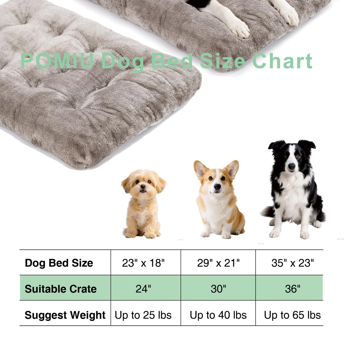 POMIU 2-Pack Washable Dog Bed, Deluxe Plush Crate Beds with Anti-Slip, Machine Washable Kennel Pad Sleeping Mat for Large, Medium and Small Dogs (2 Pack x Pink, 35.0" L x 23.0" W x 3.0" Th)