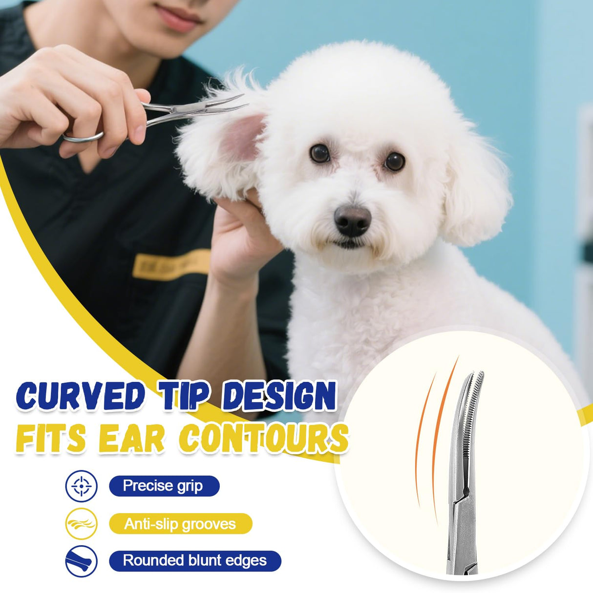 Ninibabie Dog Ear Hair Removal Kit - Ear Powder,Blunt Tip Grooming Scissors&Tweezers Set - Safe Hair Plucking Tool for Dogs,Ear Cleaner for Itching,Infection Treatment for Poodles, Doodles