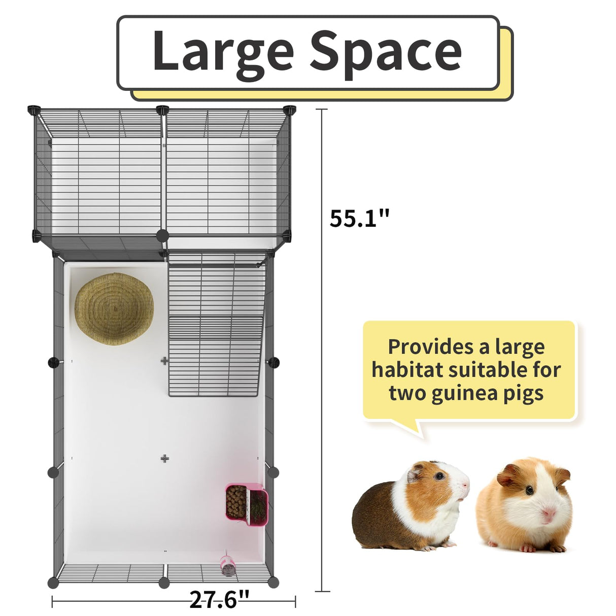 Oneluck Guinea Pig Cage,Indoor Habitat Cage with Waterproof Plastic Bottom,Playpen for Small Pet Bunny, Turtle, Hamste, Loft and Partition