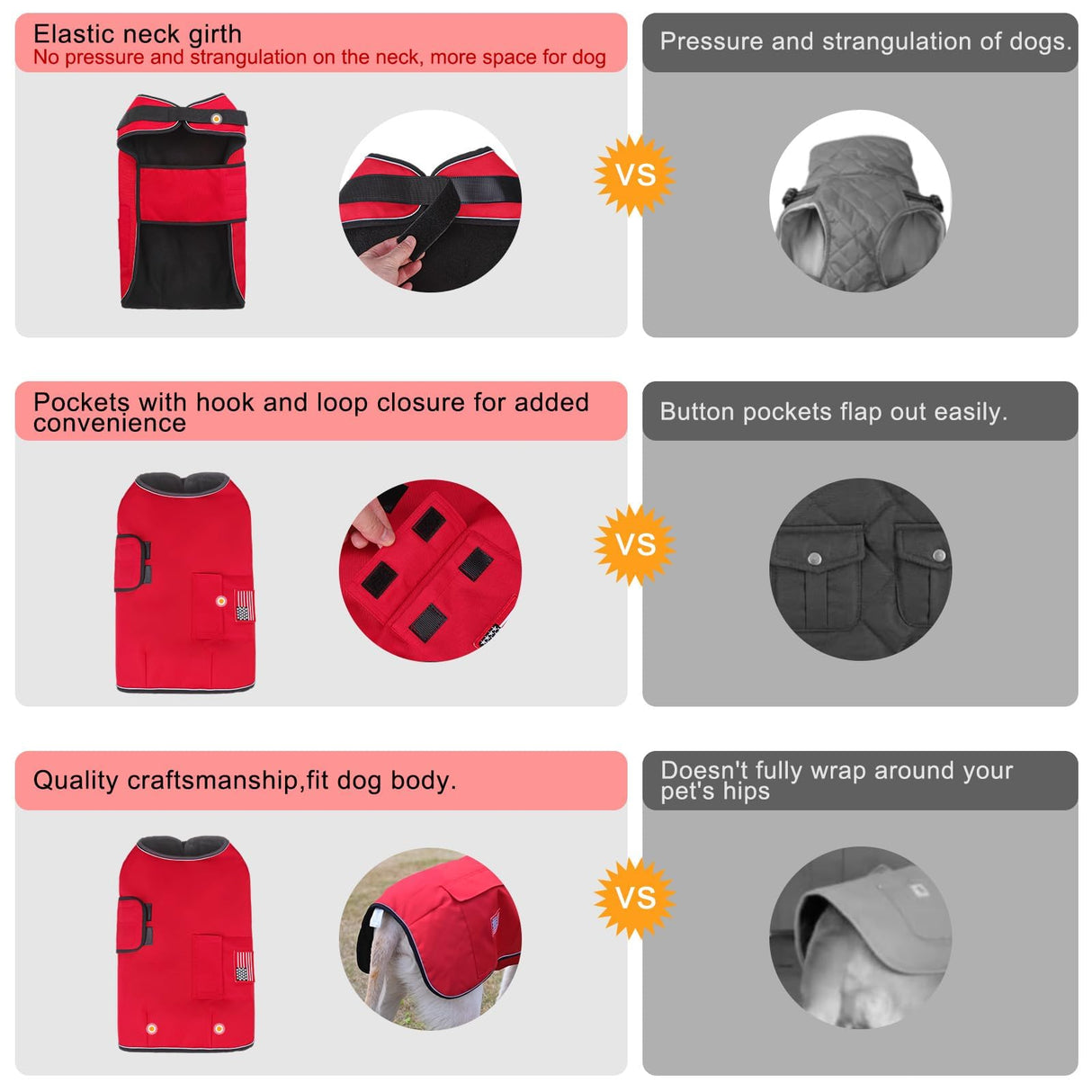BEAUTYZOO Dog Winter Coat for Large Dogs Waterproof, Warm Reflective Great Dane Oxford Canvas Jacket, Fleece Dog Cold Weather Coats Windproof for Female Male Dogs, Red L