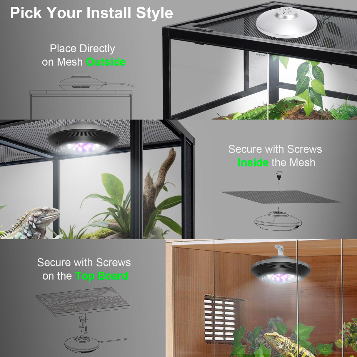 LED UVB Light for Reptiles, 8W UVA UVB Lamp – Timer Switch, Adjustable Brightness, Ferguson Zones 1-4, Energy-Efficient, UVI Lamp for Bearded Dragons, Chameleon, Lizard, Snake, Gecko – Silver