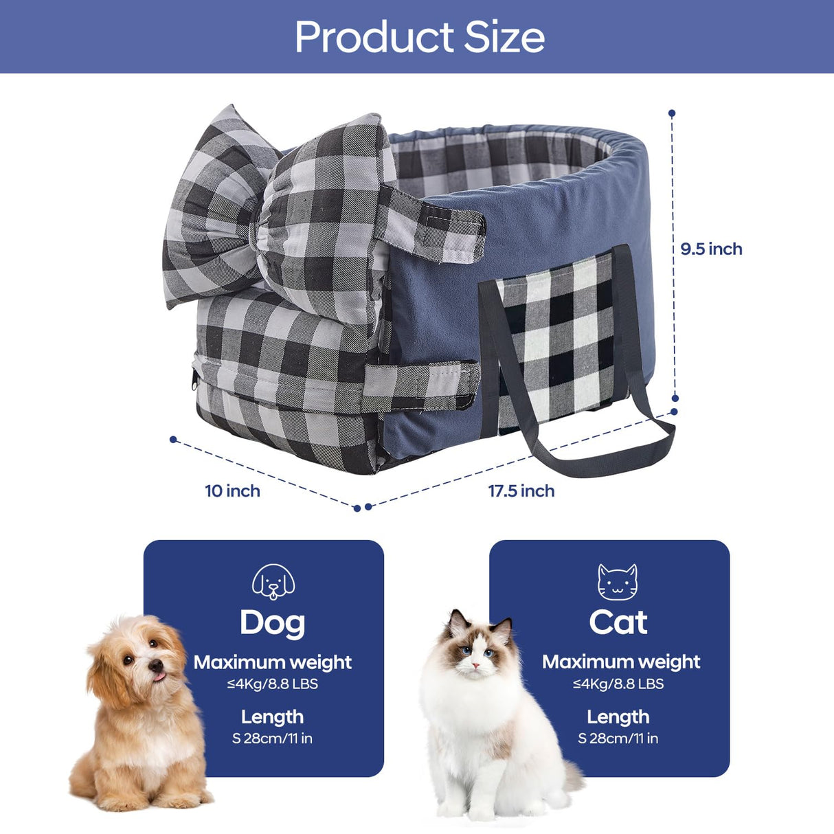 JLDVP Small Dog Car Seat in The Middle Console, Multi-Functional, Safety Belt, Portable Armrest Pet Seat
