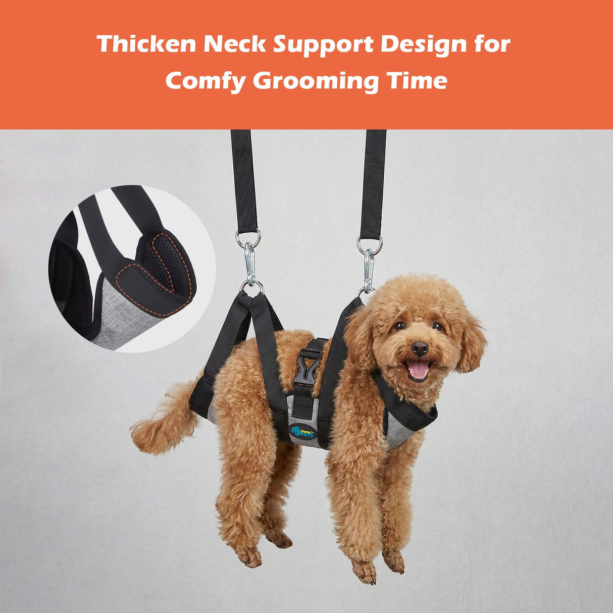 Ownpets Pet Grooming Hammock, Breathable Dog Grooming Hammock with Carabiners, Pet Grooming Harness Sling for Grooming, Hair Nail Trimming Cutting & More (XS)
