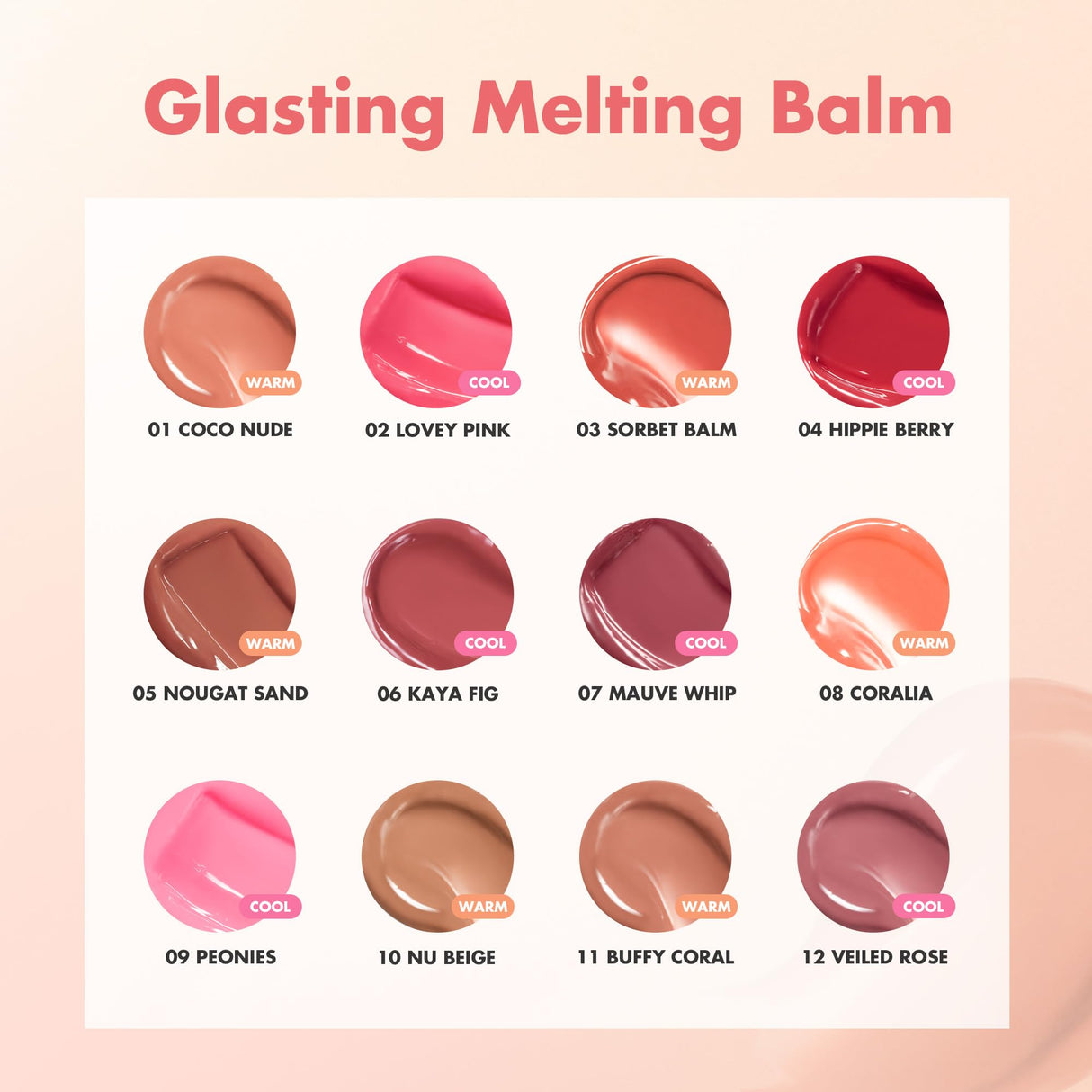 GLASTING MELTING BALM #12 Veiled Rose - Hydrating Tinted Lip Balm & Gloss Stick | Sheer Muted Rose Nude, Crystal Water-Gloss Shine | Non-Sticky K-Beauty for Plump, Moisturized Lips