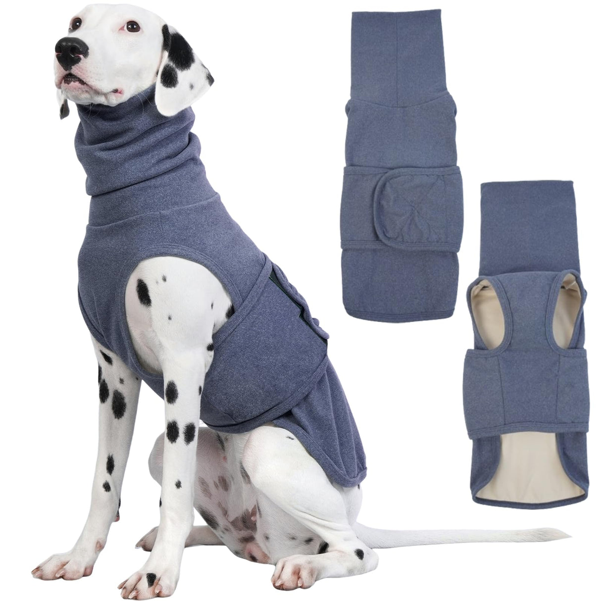ROZKITCH Anxiety Vest for Dog, Pet Neck Wrap with Hoodie Shirt Soft Ears Cover, Thunder Jacket for Dogs Anxiety for Fireworks Travel Vet Visit 4th of July Holiday Christmas Blue L