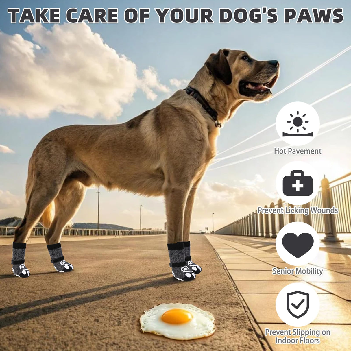 KOOLTAIL Dog Socks for Hot/Cold Pavement to Prevent Licking Paws,Dog Boots&Paw Protector for Hardwood Floors Anti Slip,Traction Control Booties for Small Medium Large Senior Dogs,XL