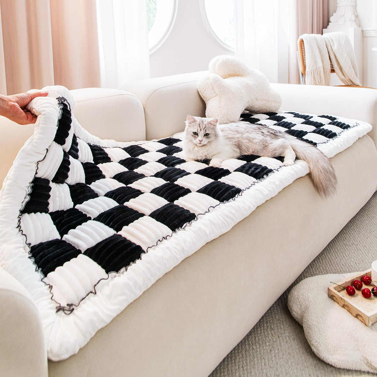 CarChic Backseat Extender Pet Bed Mat, Deluxe Dog Bed for Car Back Seat, Non-Slip Dog Mat for Truck Back Seat Cover with Hard Bottom, Plaid Backseat Dogs Bed for Car Trucks SUVs (57.8" * 26.7" inch)