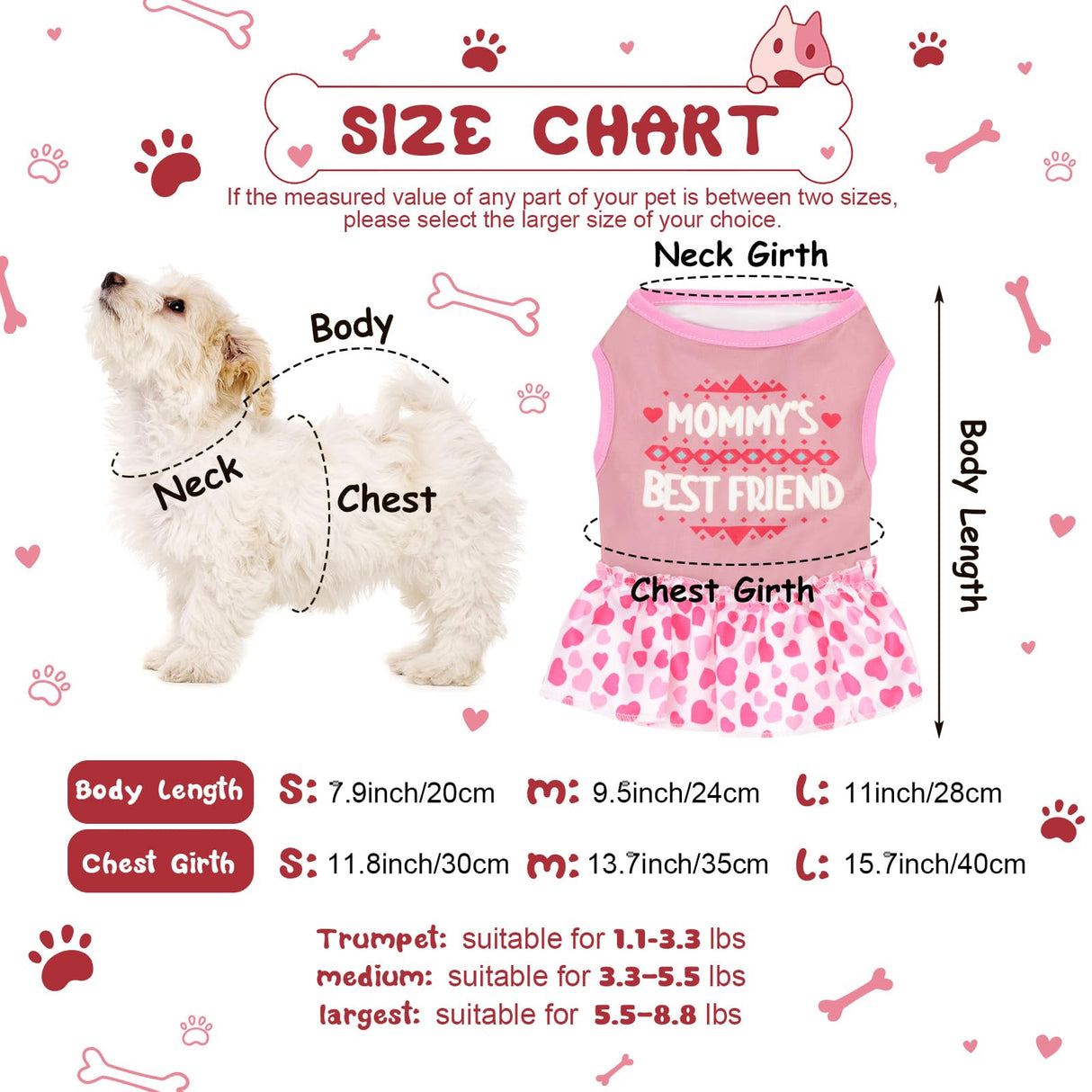 Clysee 6 Pack Girl Dog Clothes Pet Dress Shirt Female Cute Dog Sundress Puppy Christmas Apparel Clothes Outfits with Ruffles for Pets Cats(Medium)