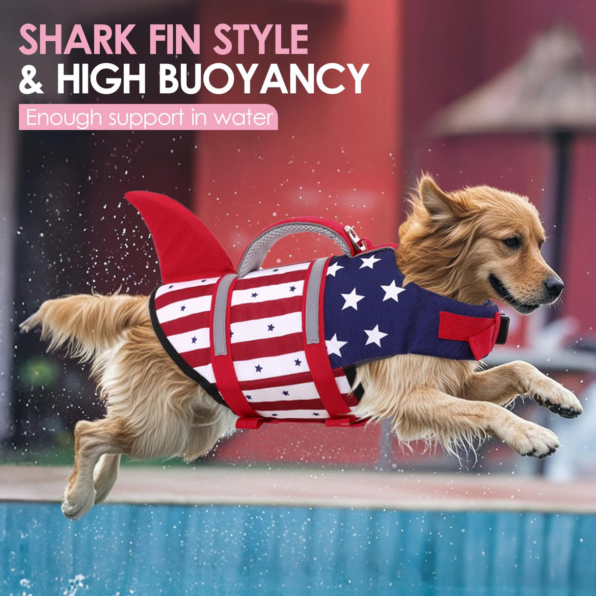 AOFITEE Dog Life Jacket, Dog Life Vest for Swimming, Shark Dogs Swimming Vest with Rescue Handle and Reflective Stripe, Ripstop Pet Float Coat Swimsuit Lifesaver Small Medium Large Dogs Blue XS