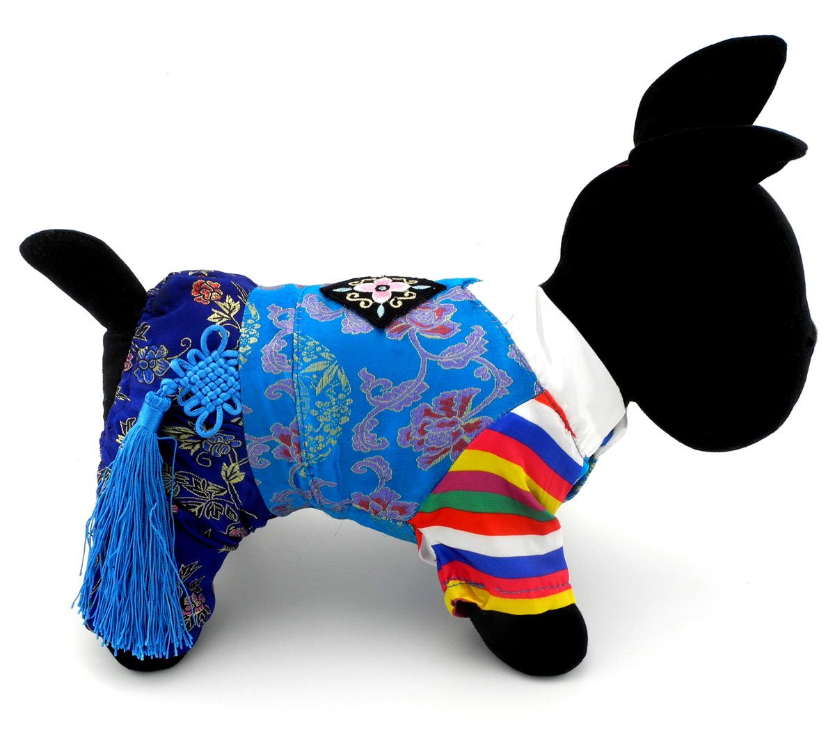 SELMAI Ethnic Dog Costume Korean Traditional Knot Pendant Norigae Hanbok Embroidery Silk Pet Clothes Outfit Color Dress for Small Puppies Large Cat Apparel Birthday Party Festival Celebration Boy L