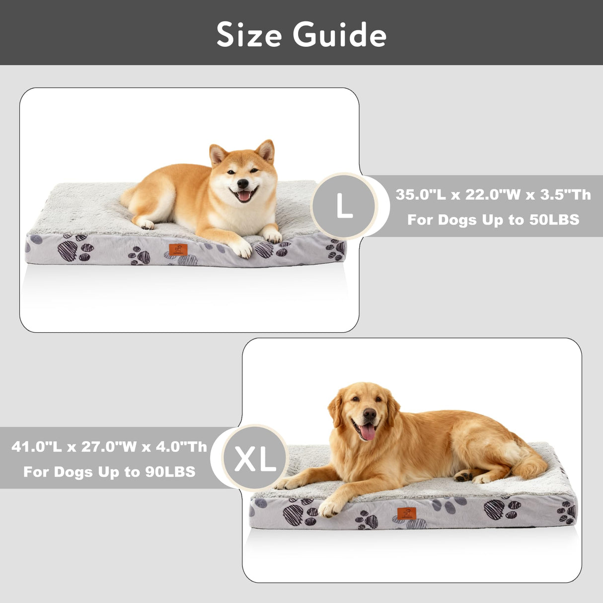 CAPT.SNOOZE Waterproof Orthopedic Dog Bed for Large Medium Sized Dogs 35x22 Inch - Egg Crate Foam Pet Crate Bed with Removable Washable Cover, Plush Top Anti-Slip Bed Mat, Beige
