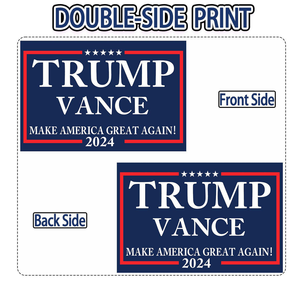 Large 18"x 12" Trump Vance 2024 Yard sign for USA President Election with Metal H-Stakes,MAGA Take America Back Signs, Vote for Republican, Double Sided Print for Outdoor Garden Decorations
