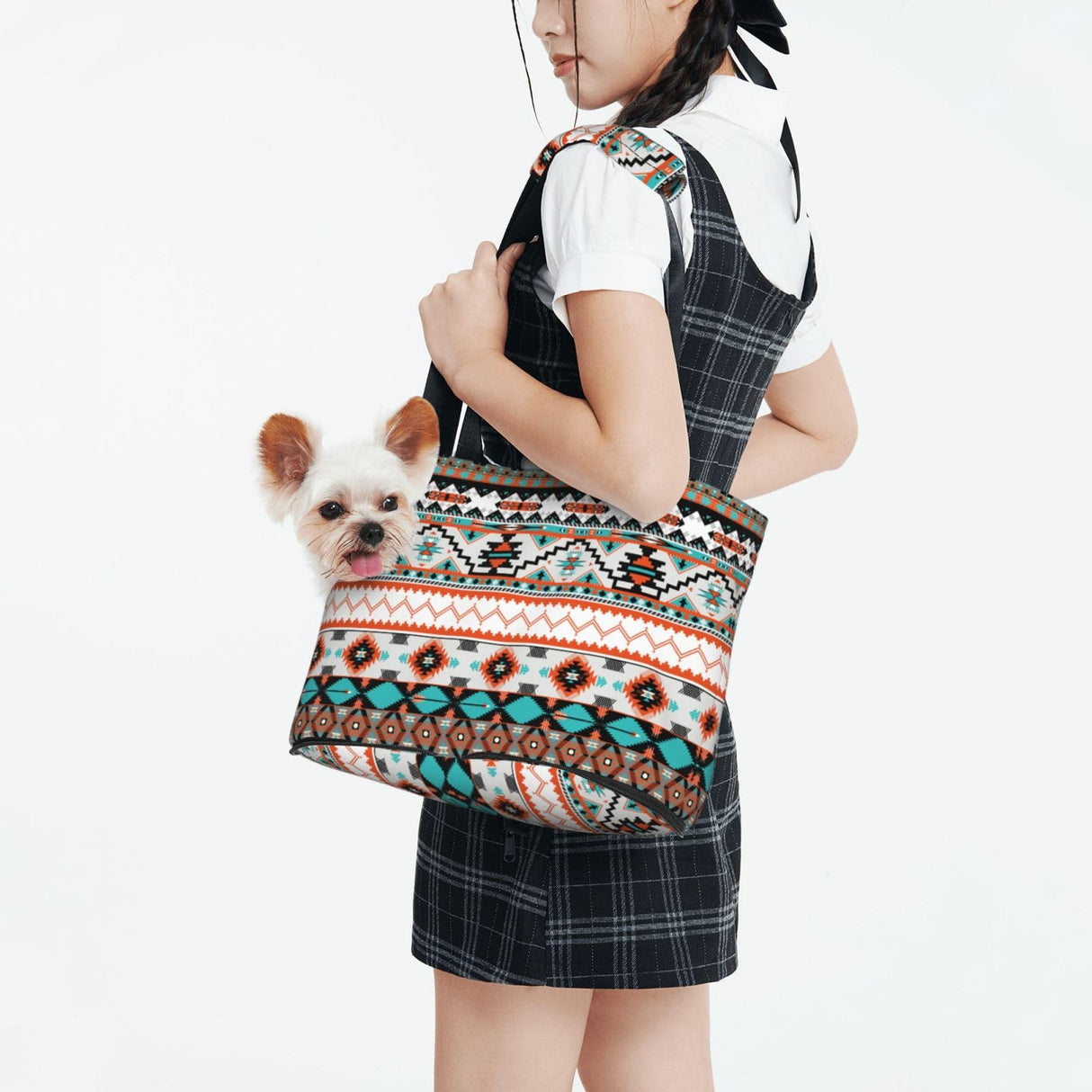 OEDTF Dog Purse Carrier with Safety Buckle, Breathable Waterproof Wear-Resistant Dog Bag Carrier Foldable Puppy Carriers,Aztec Style