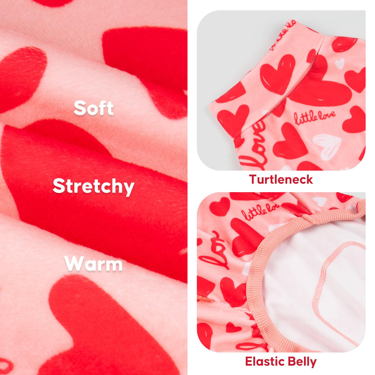 KYEESE Valentine's Day Dog Pajamas, Lightweight Heart Print Dog Onesie, Soft Stretchy Pjs for Doggie & Cat, Cute Festival Dogs Pajamas for Small Dogs, Pink, Small