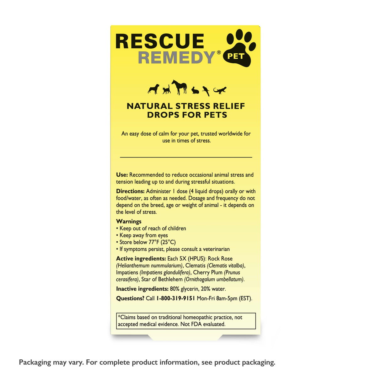 Rescue Remedy Pet Dropper - 20mL - Stress & Tension Support for Dogs & Cats with Bach Natural Flower Essences - Sedative-Free, Homeopathic Liquid Formula - For All Breeds, Ages & Weights