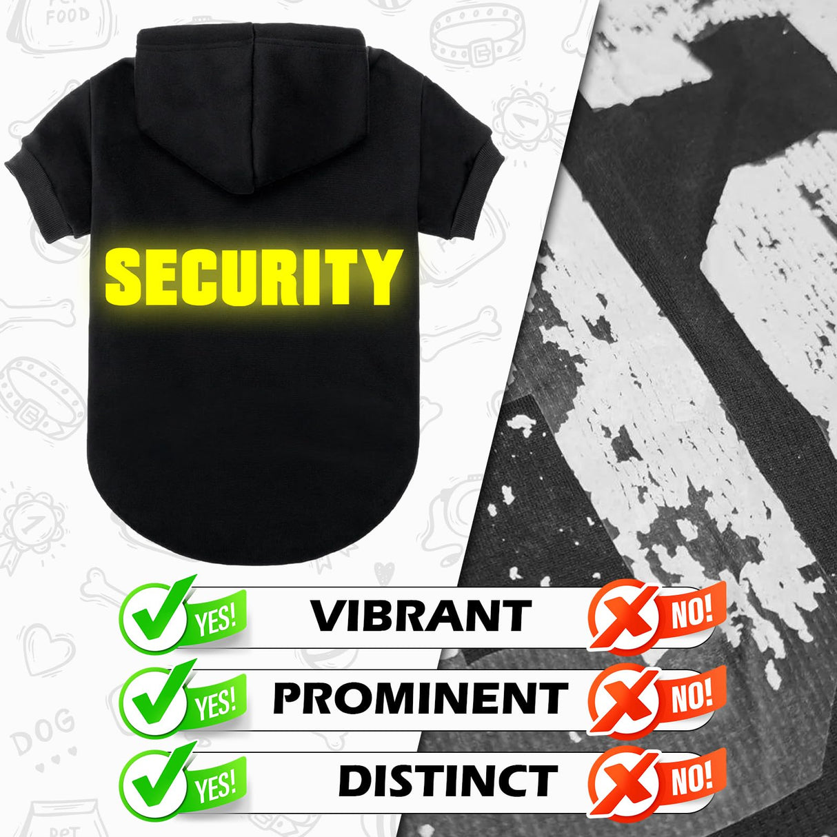 EXPAWLORER Security Dog Hoodie Puppy Sweater - Dog Sweatshirt Soft Fleece Lined Pet Clothes, Cold Weather Hooded Jacket Coat Keep Warm for Small Medium Large Dogs, 3X-Large