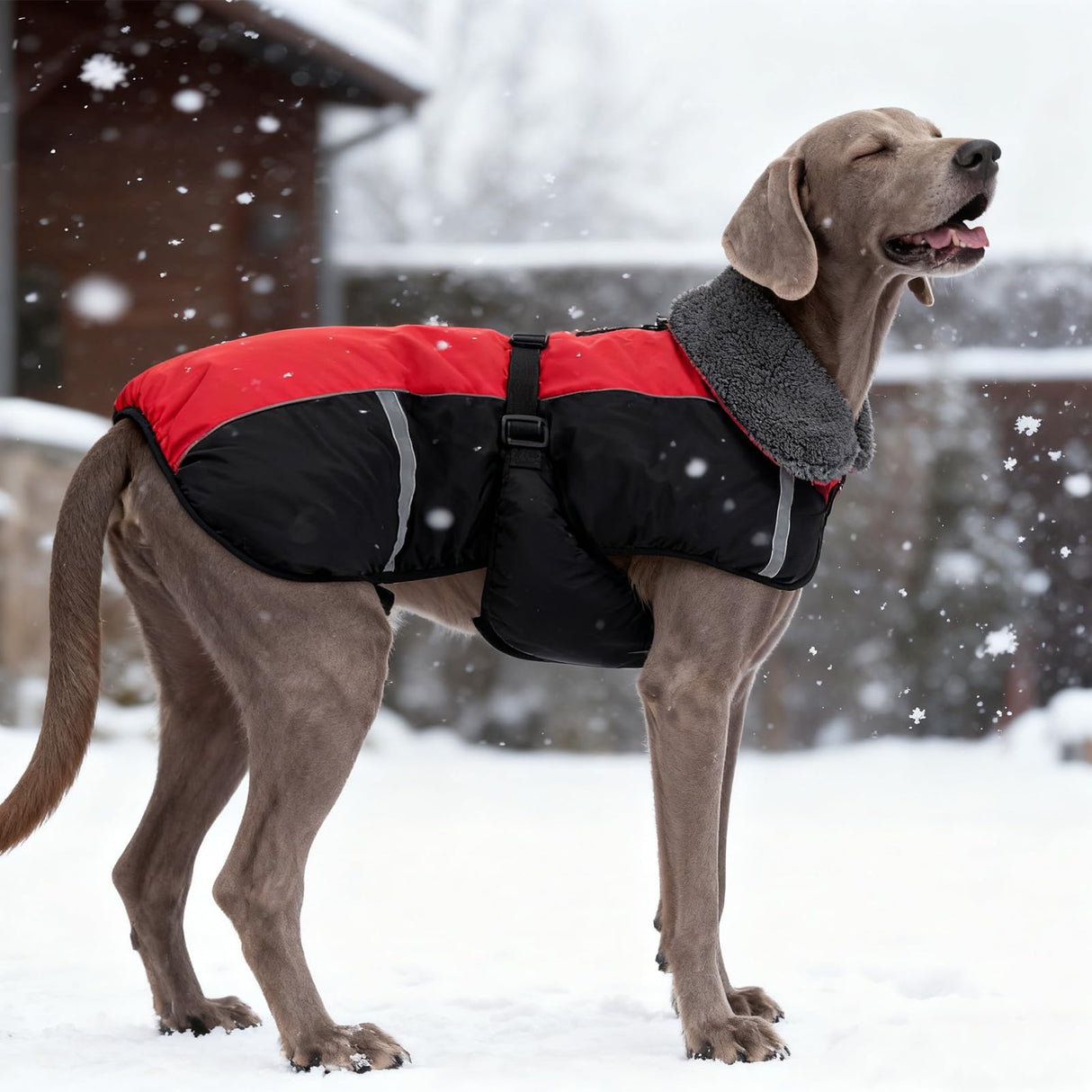 SCENEREAL Warm Dog Coat - Waterproof Dog Jacket for Large Dogs, Fleece Vest with Adjustable Buckle & Leash Hole, Windproof Reflective Cold Weather Coats for Small Medium Large Dogs, XL