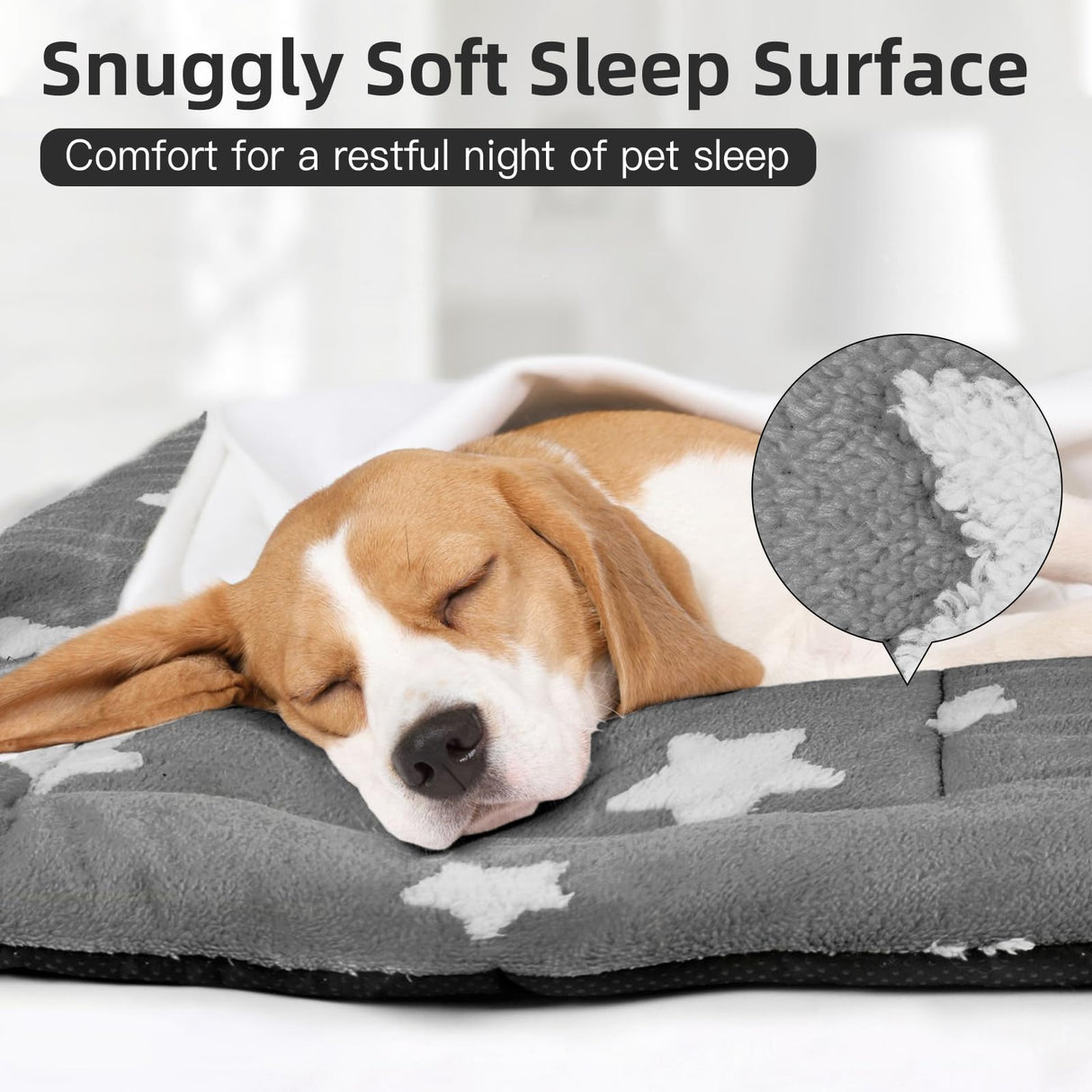 Mora Pets Dog Crate Pad Dog Kennel Bed Mat for Large Dogs Washable Cute Star Pet Bed for 36 inch Cage Ultra Soft Flat Puppy Cat Cushion for Cozy Sleeping Anti-Slip Grey 36 x 23