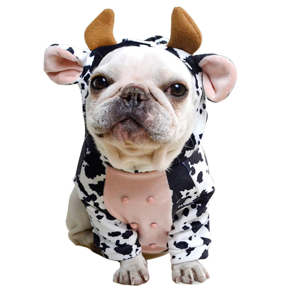 French Bulldog Funny Dog Costume - Cow Dog Party Costume for Dogs - Christmas Milk Cows Cat Clothes (L)