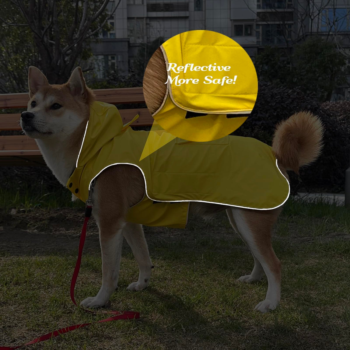 Dog Raincoat Waterproof Reflective Jacket – Lightweight Hooded Poncho with Adjustable Belly Strap & Leash Hole – Rain Slicker Coat for 2XSmall-5XLarge Dogs – Easy to Wear (Yellow X-Small)