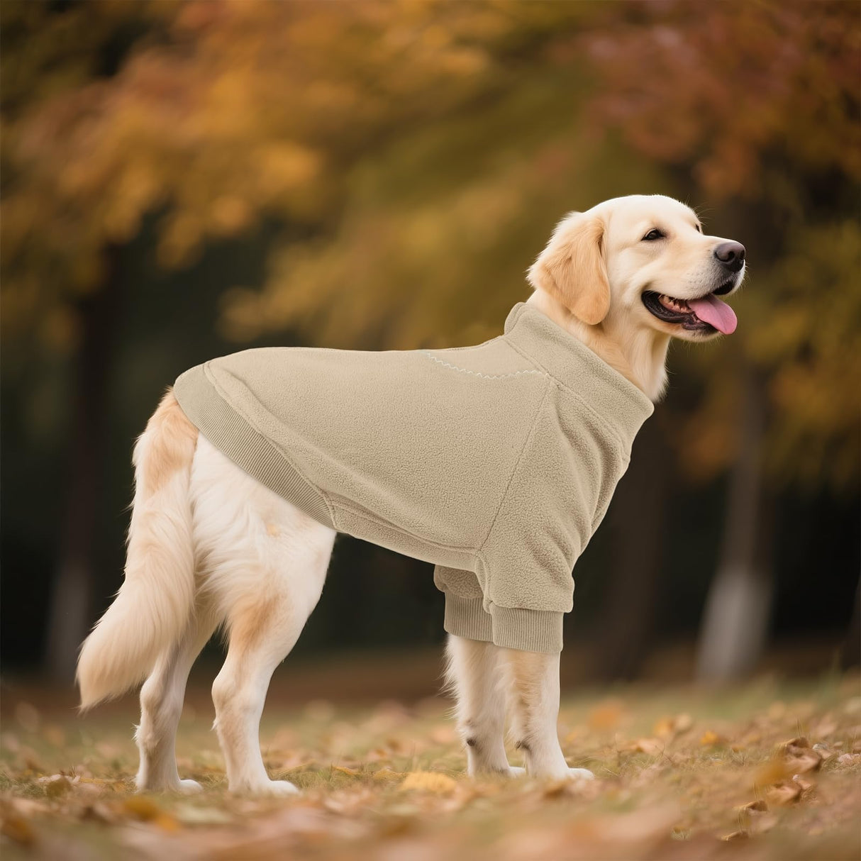 BRKURLEG Dog Sweater, Turtleneck Thick Dogs Sweatshirts Fleece Sweater, Dog Winter Coat for Small Medium Large Dogs, Pet Warm Sweaters with Zipper, Pullover Jacket with Sleeve (Light Coffee, XXL)