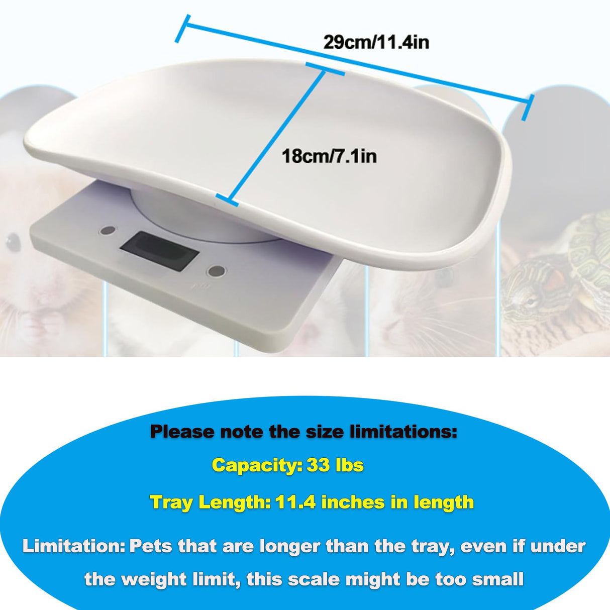 Digital Pet Scale,Puppy Scales for Weighing,Digital Small Animals Scales for Weighing,Whelping Supplies,Kitten Scale,Baby Scales for Small Dog Cat Crawl Pet,Capacity up to 33 lb