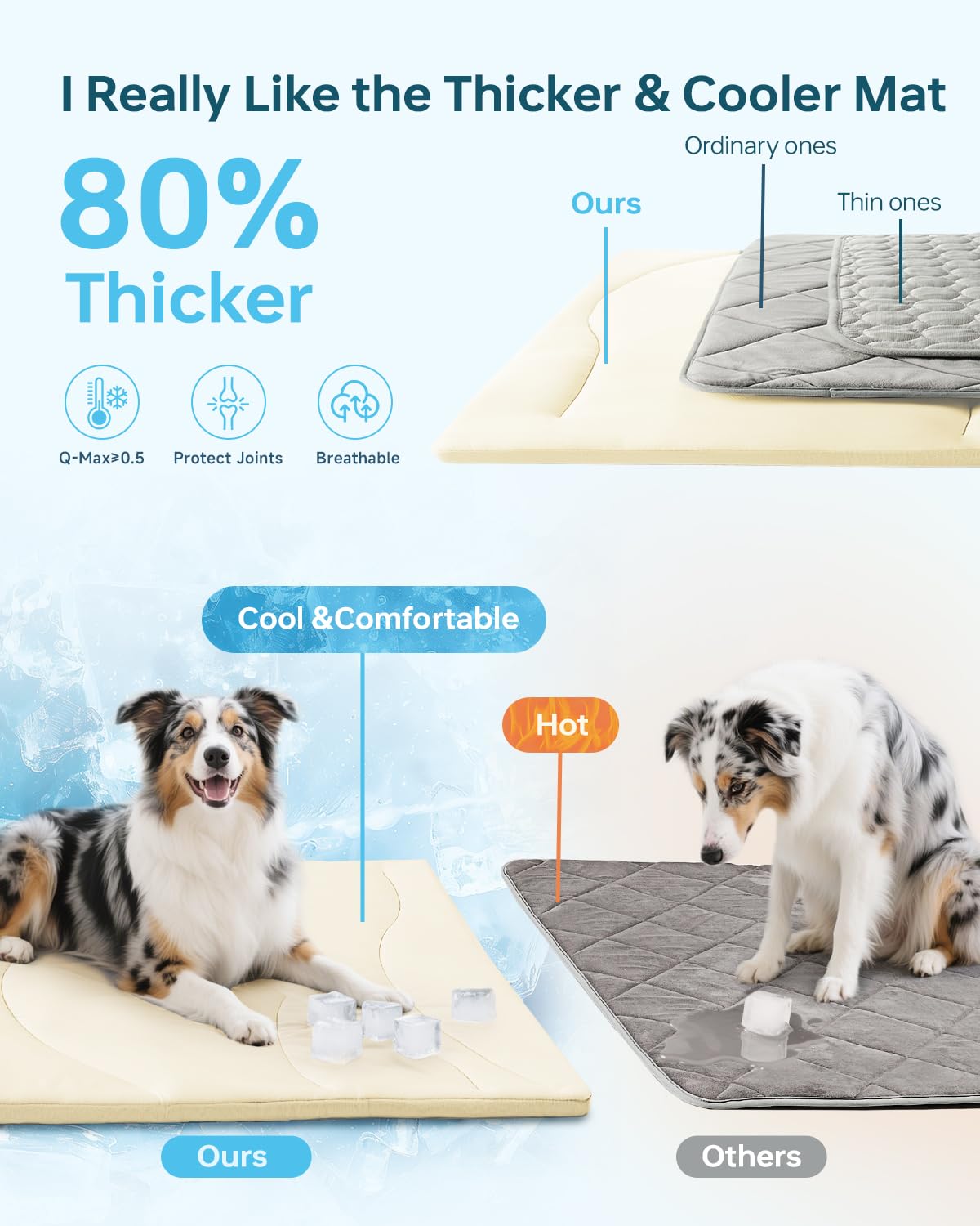Babygreat Dog Cooling Mat, 36" x 23" Reversible Self-Cooling Mat for Medium Dogs, Arc-Chill Cool Pad for Dogs and Cats Washable Summer (Beige, Medium(36" x 23"))