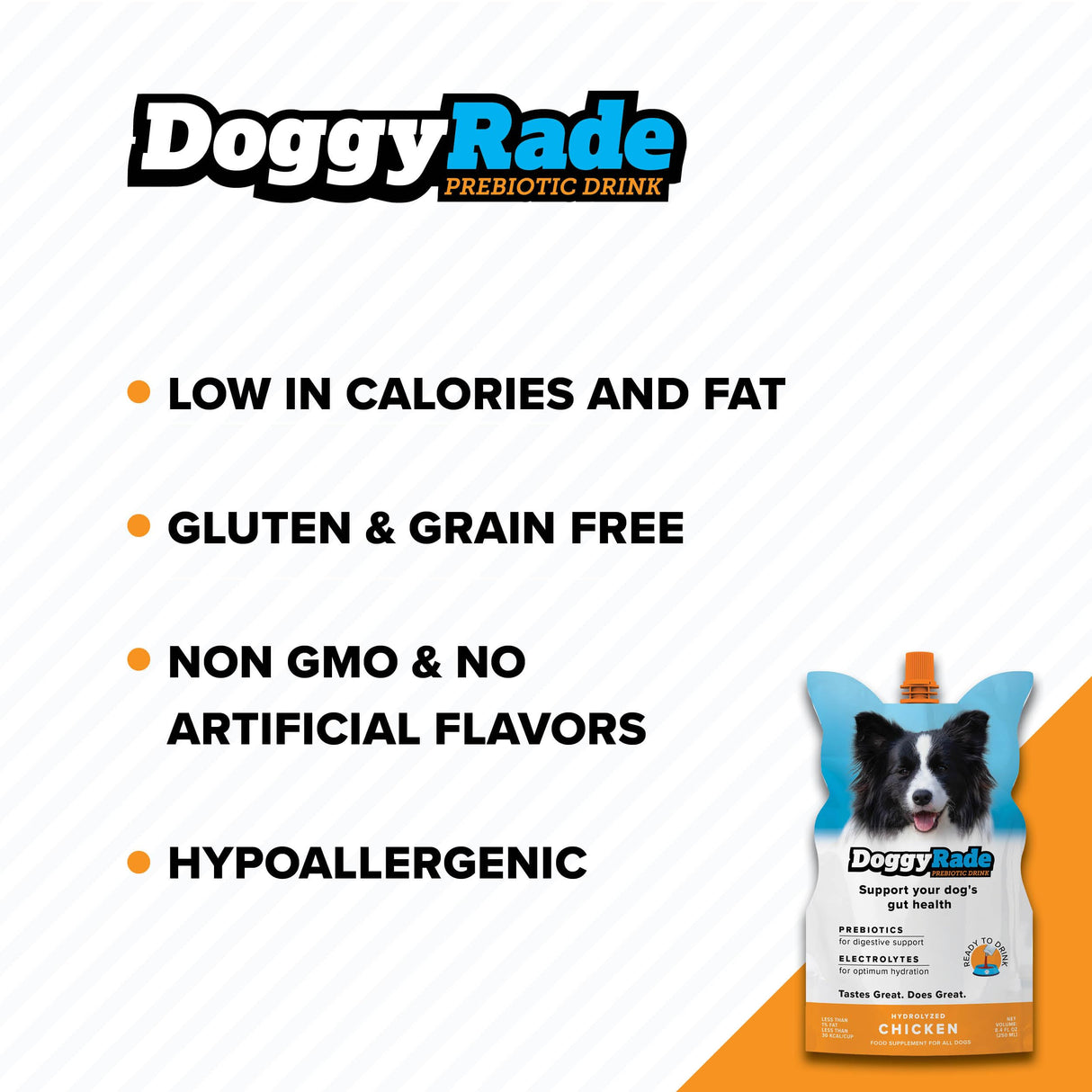 DoggyRade – Dog Sports Drink (Prebiotic, Isotonic Drink for Dogs) | Electrolytes, Nutrients & Amino Acids | Quick Hydration Drink for Dogs + Low Cal | More Than Just Water! | Chicken Flavor | 3x250ml