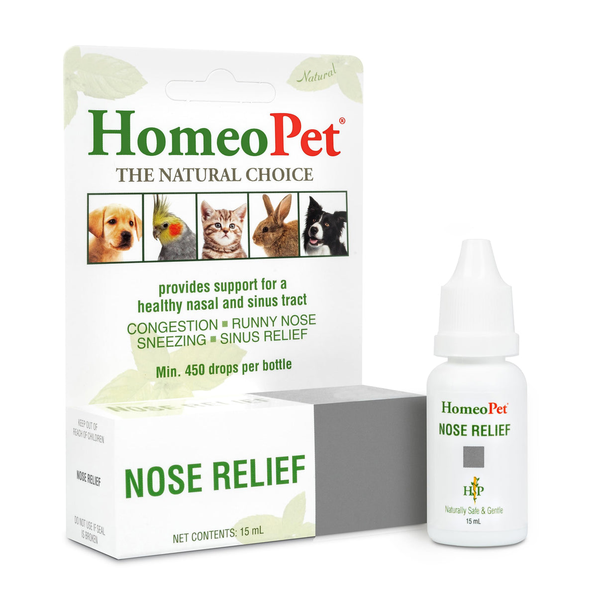 HomeoPet Nose Relief, Safe and Natural Sinus Supplement for Cats, Dogs, and Other Small Animals, 15 Milliliters