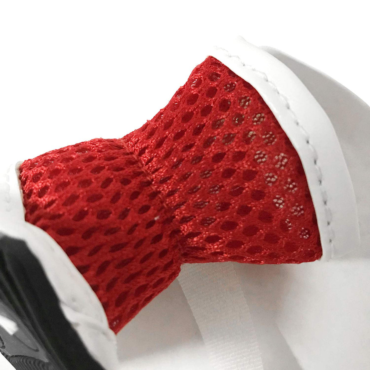 ZUNEA Small Dog Shoes for Hot Pavement Summer Breathable Mesh Boots Adjustable Non Slip Zipper Pet Dogs Booties White PU Paw Protector Red 3#