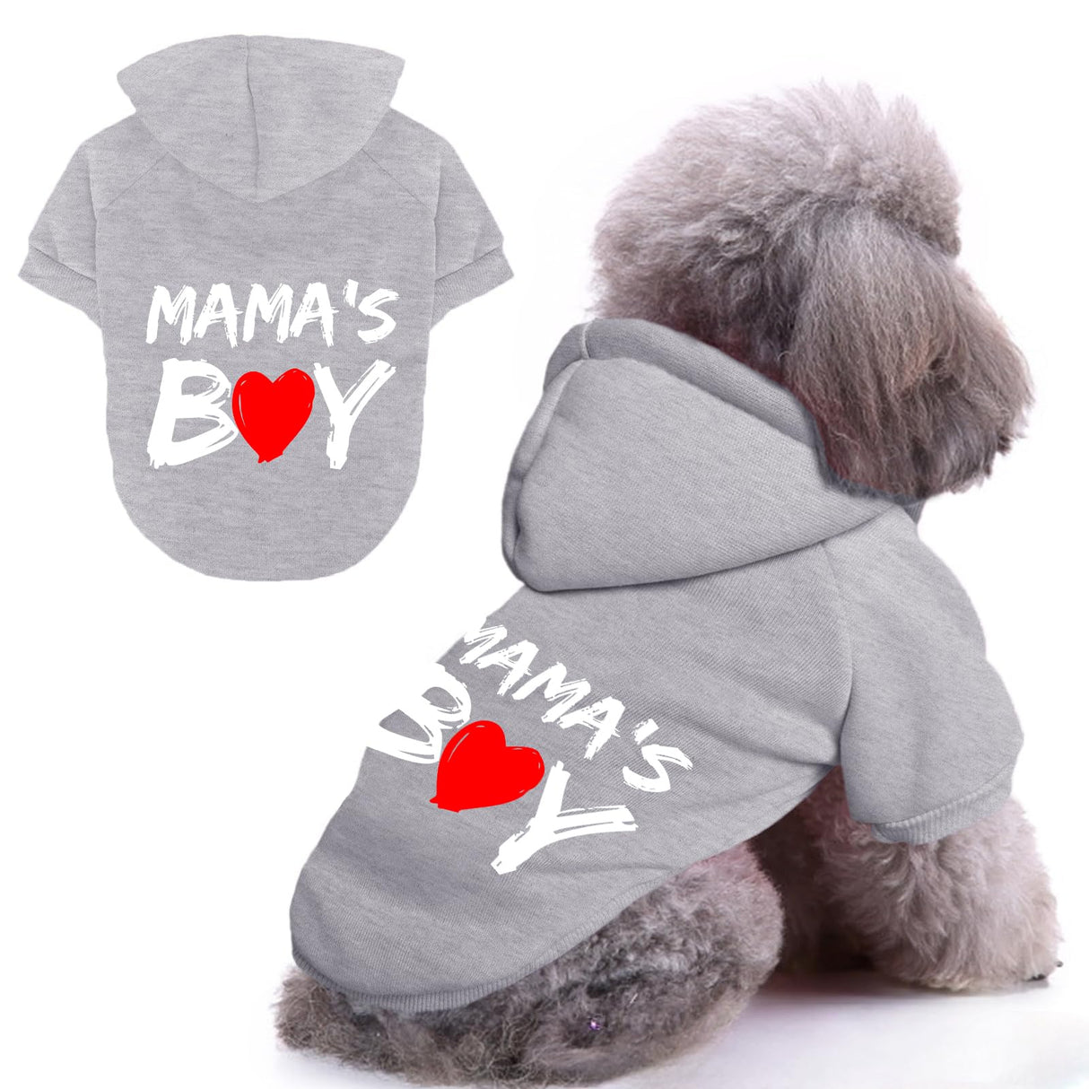 Cayxatiu Cat Hoodies for Cats Pet Puppy Clothes Dog Hoodie Mama'Boy Printed Hooded Sweatshirt for Small Medium Size Dogs(Gray,L)