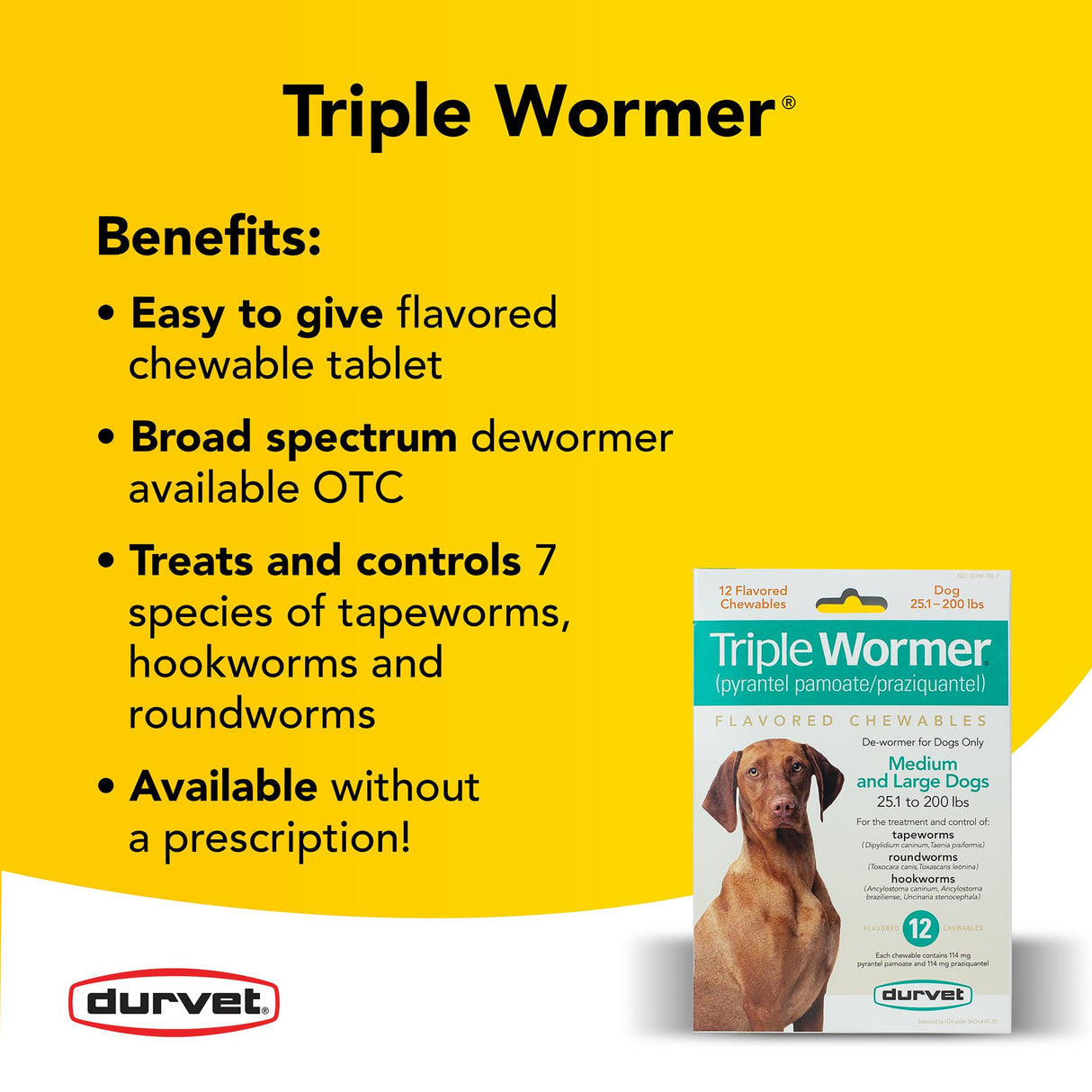 Durvet Triple Wormer for Medium and Large Dogs