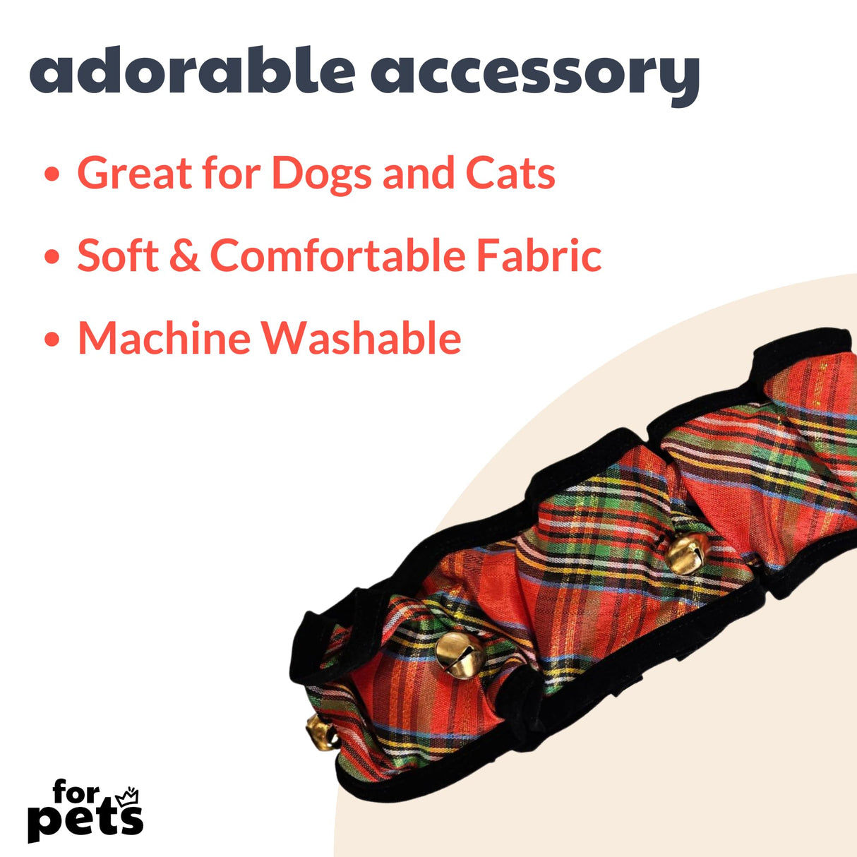Huxley & Kent Ruff Pet Scrunchy | Shiny Christmas Plaid (Extra-Large) | Festive Christmas/Holiday Neckwear for Dogs/Cats | Fun Stretchable Costume Accessory | Soft Collar with Bells