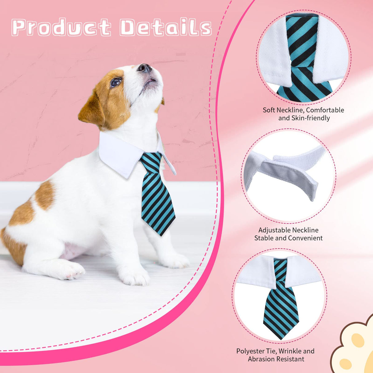 Weewooday 8 Pcs Pet Dog Cat Costume Cat Tie Collar Glasses for Small Dogs Round Metal Classic Retro Sunglasses Tie Pet Costume Tuxedo Necktie Collar Puppy Accessories Halloween Cosplay Party