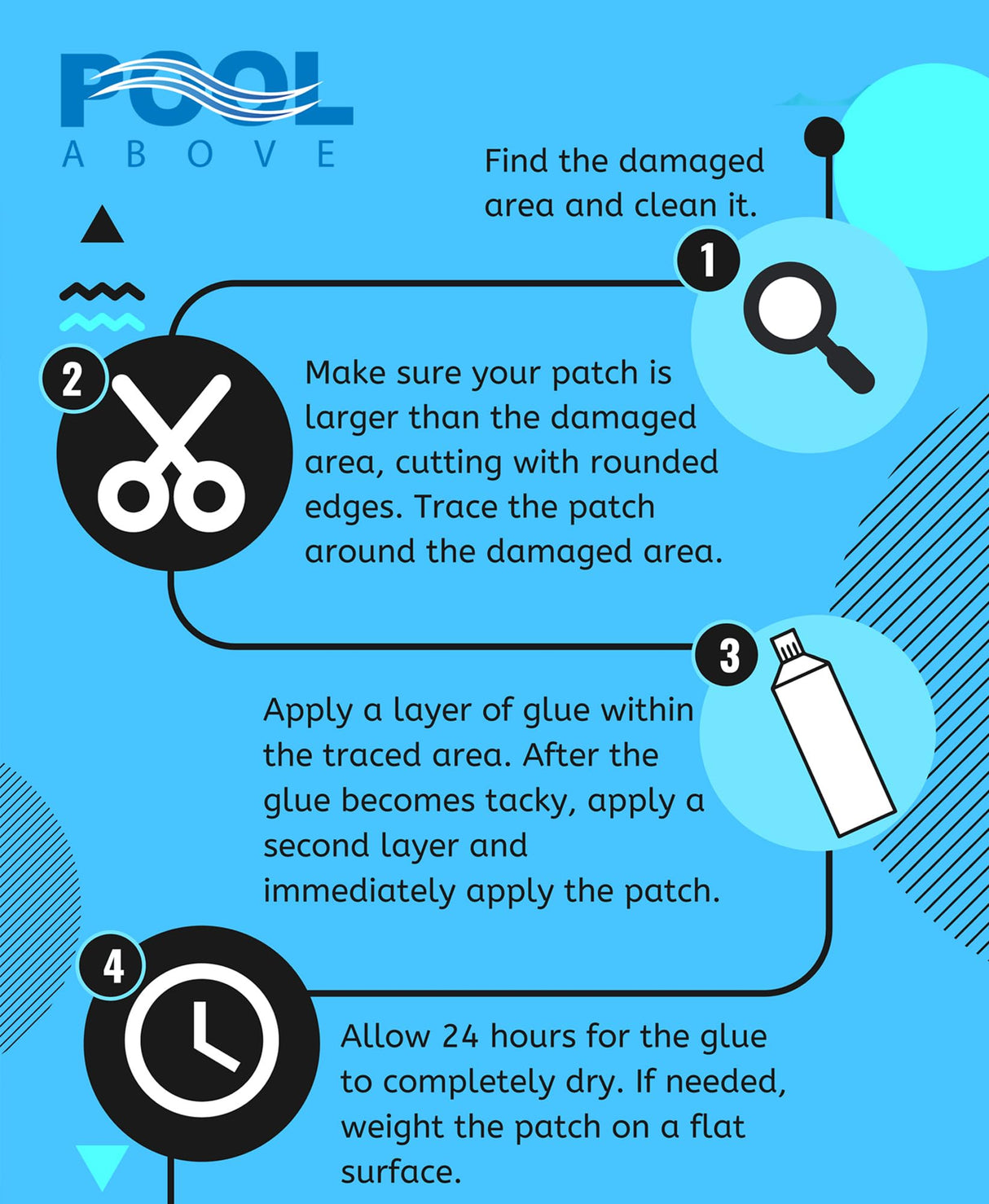 Heavy Duty Vinyl Repair Patch Kit for Above-Ground Pool Liner Repair; Glue and Patch Inflatables; Boat; Raft; Kayak; Air Beds; Inflatable Mattress Repair Blue