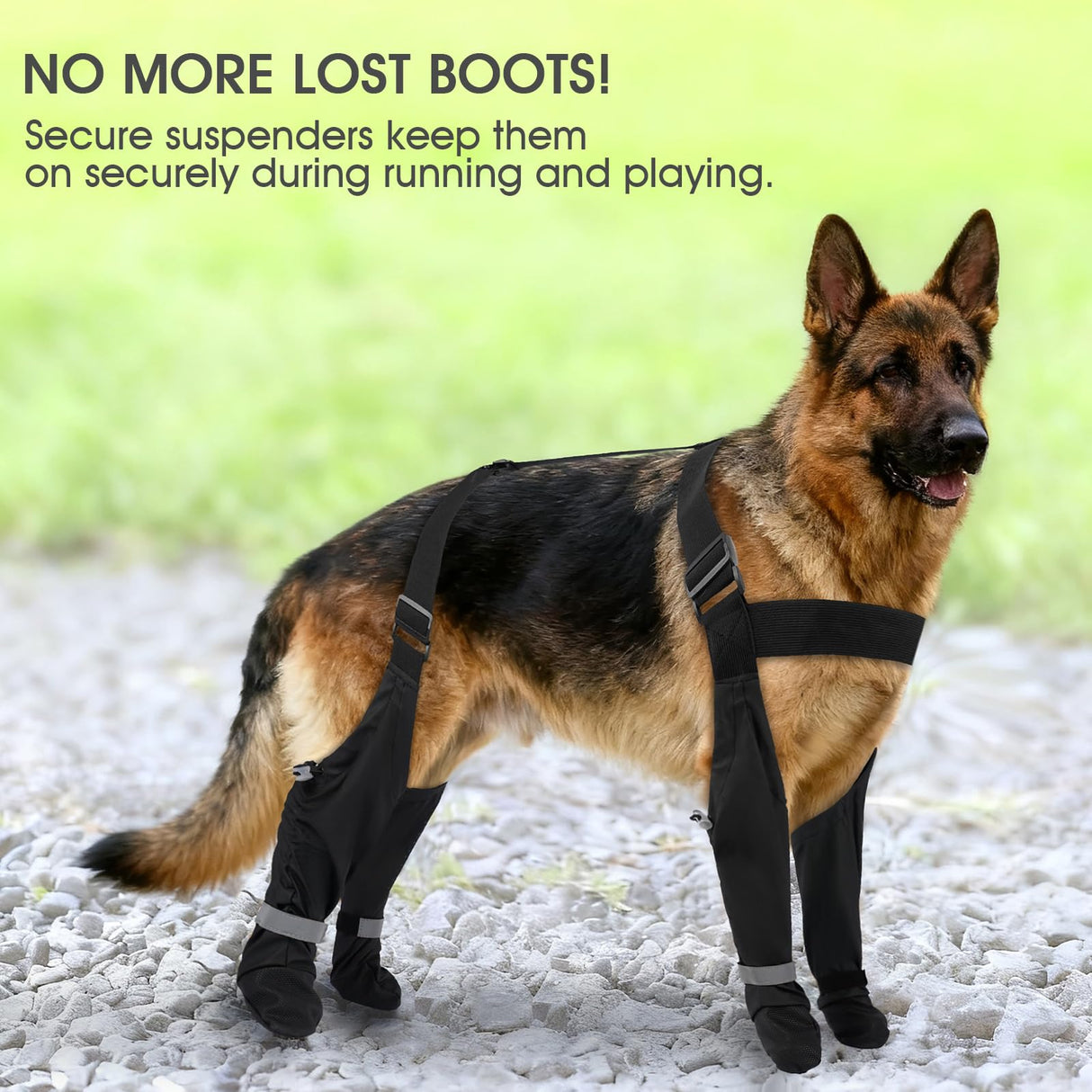 AuraPaw Dog Boots with Suspenders for Rainy & Snowy – Reflective & Waterproof & Adjustable Snow Booties, Dirt-Proof & Anti-Slip Shoes for Small Dogs, Outdoor Paw Protectors, Black, Size S