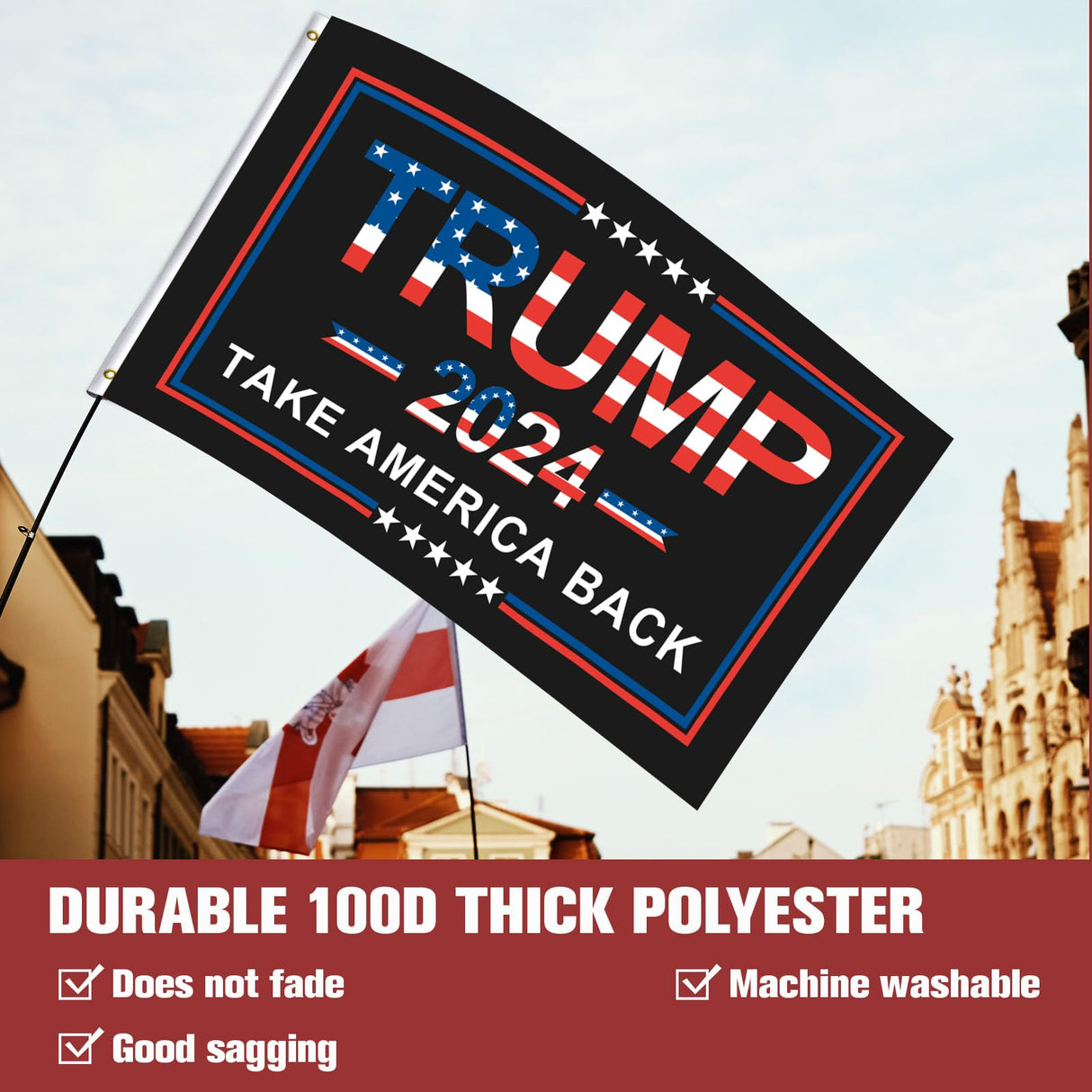 Trump 2024 Flag 3x5 Outdoor Made in usa Double Sided 3ply Take America Back Donald Trump Flags 2024 Heavy Duty for President Trump Flags with 2 Brass Grommets Fade Resistant for Indoor Outside Decorations