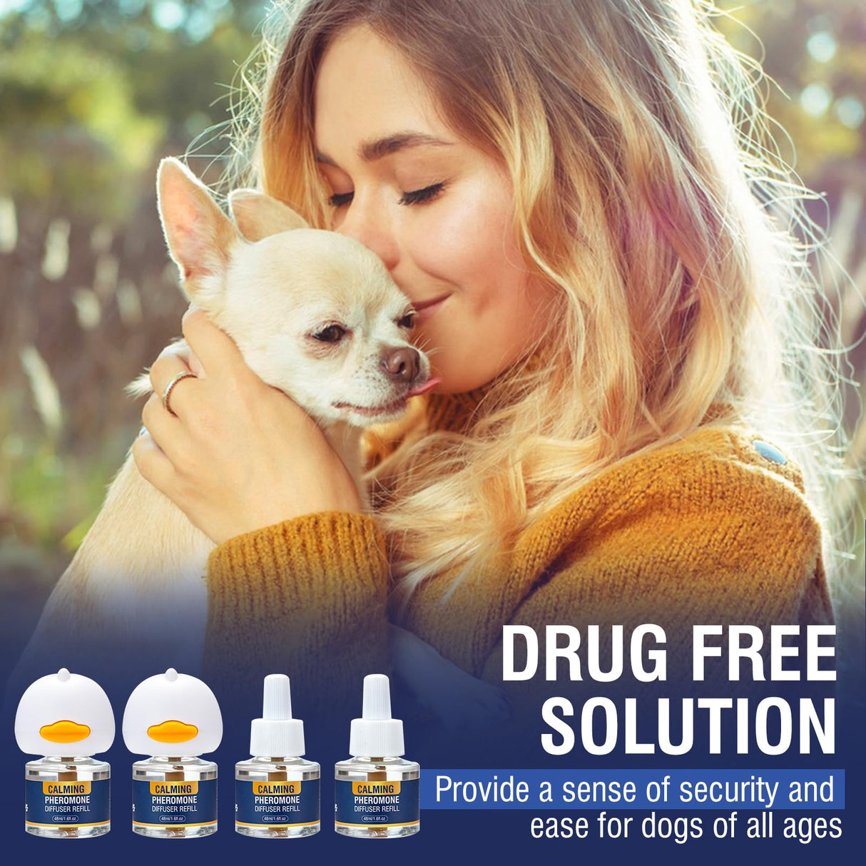 LKBHGF Dog Calming Pheromones Diffuser 6 in 1 Kit Appeasing Pheromone Diffuser to Calm (2 Plug in+4 x48ml Refill) for Anxiety Relief Reduce Aggression Fighting Barking Stress 120 Day Supply(Tasteless)