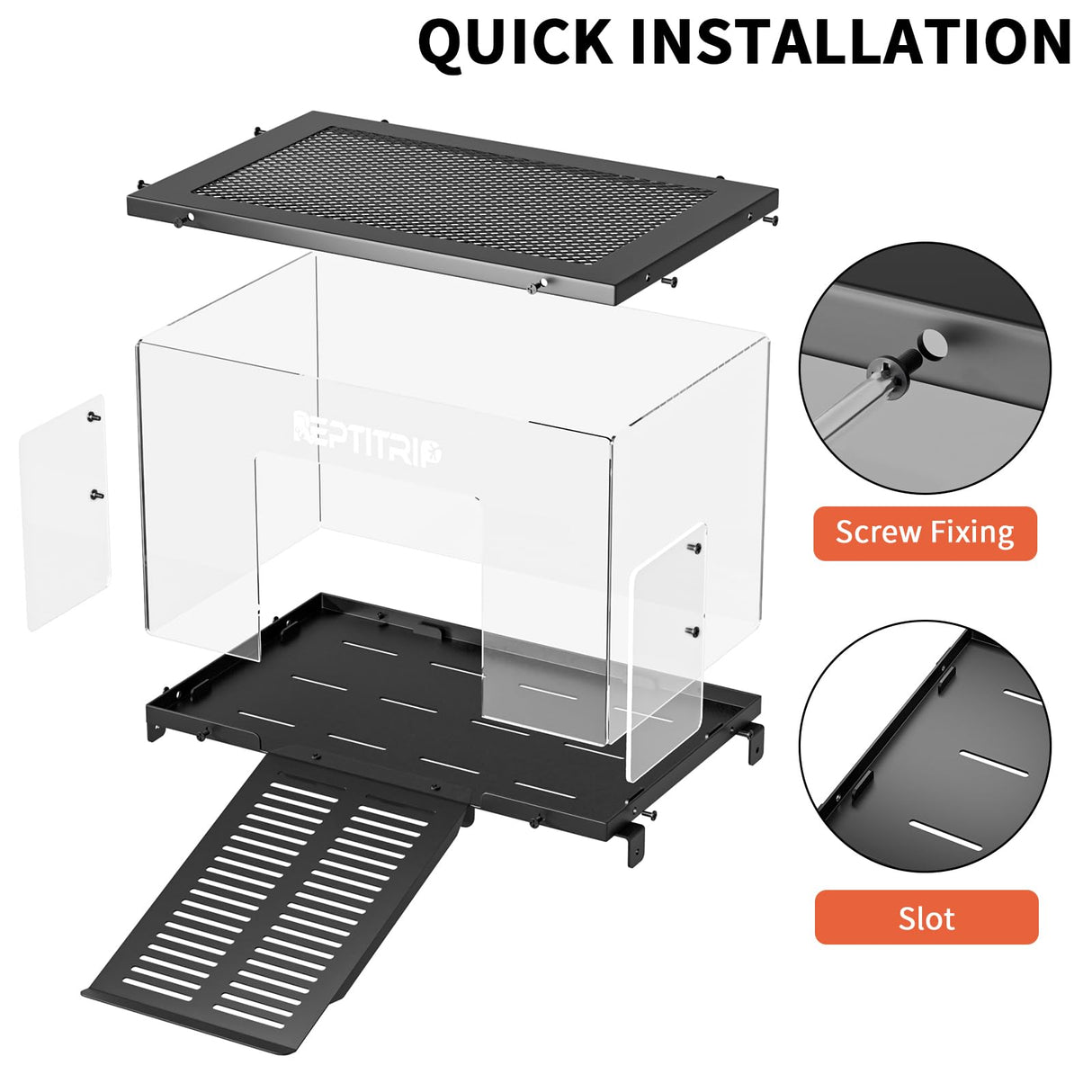 Turtle Basking Platform & Dock - Stainless Steel Turtle Ramp, Non-Slip Surface - Fits 10-13 Inch Wide Aquariums