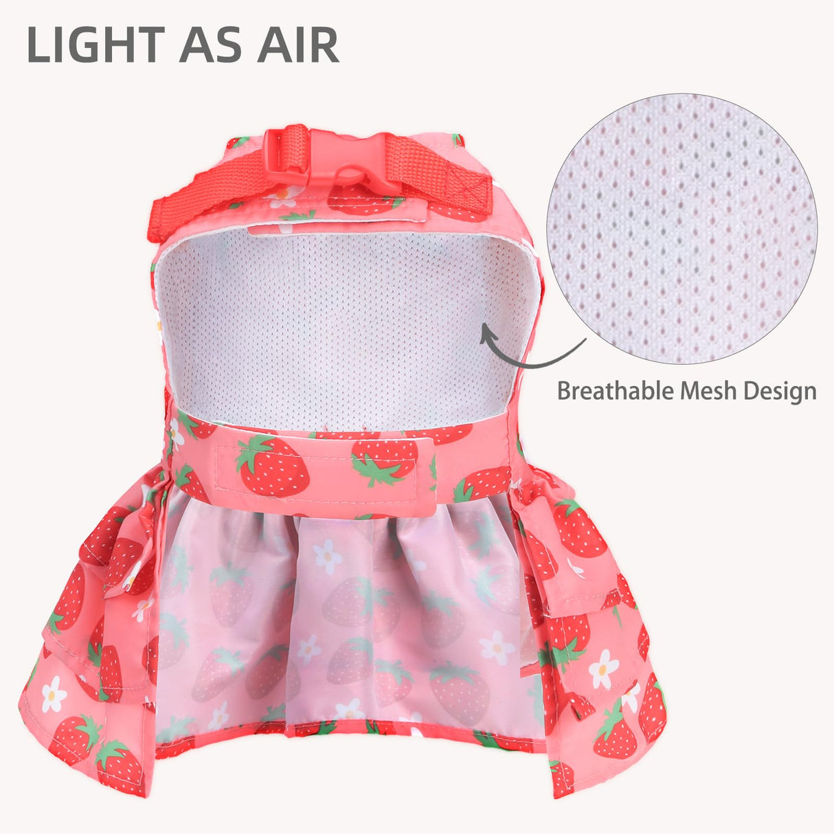 PUPTECK Cute Dog Dress with Bowknot and Leash Ring, Soft Breathable Dog Clothes Puppy Princess Girl Outfit, Pet Apparel Costume for Small Medium Sized Dogs, Pink Strawberry XS