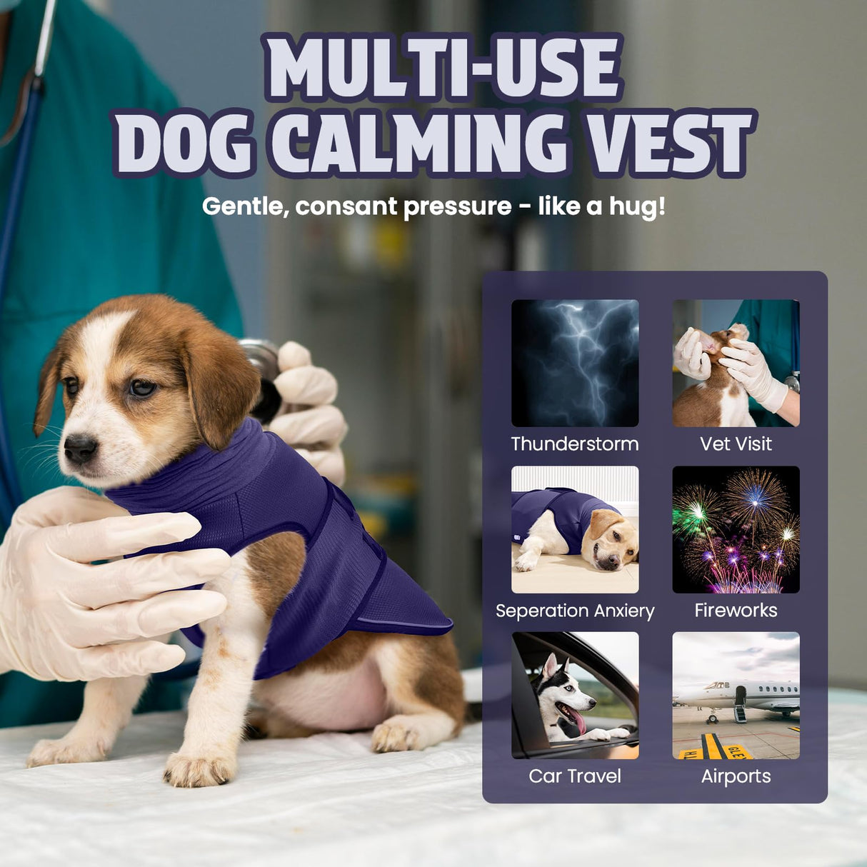 Leotrag Dog Anxiety Vest and Coat, Skin-Friendly Anxiety Calming Hoodie with Ear Wrap, Dog Jacket for Thunder, Fireworks, Travel, Vet Visits and Separation - Keep Pet Calm Without Medicine & Training
