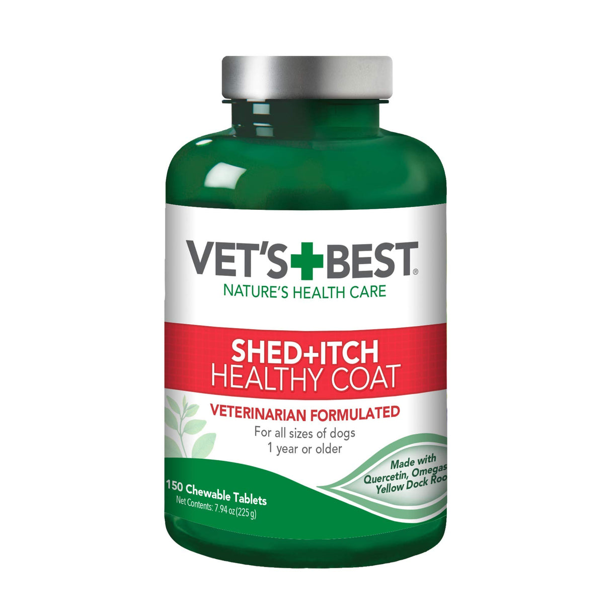 Vet's Best Healthy Coat Shed & Itch Relief for Dogs, Relieve Dogs Skin Irritation and Shedding Due to Seasonal Allergies or Dermatitis, 150 Chewable Tablets