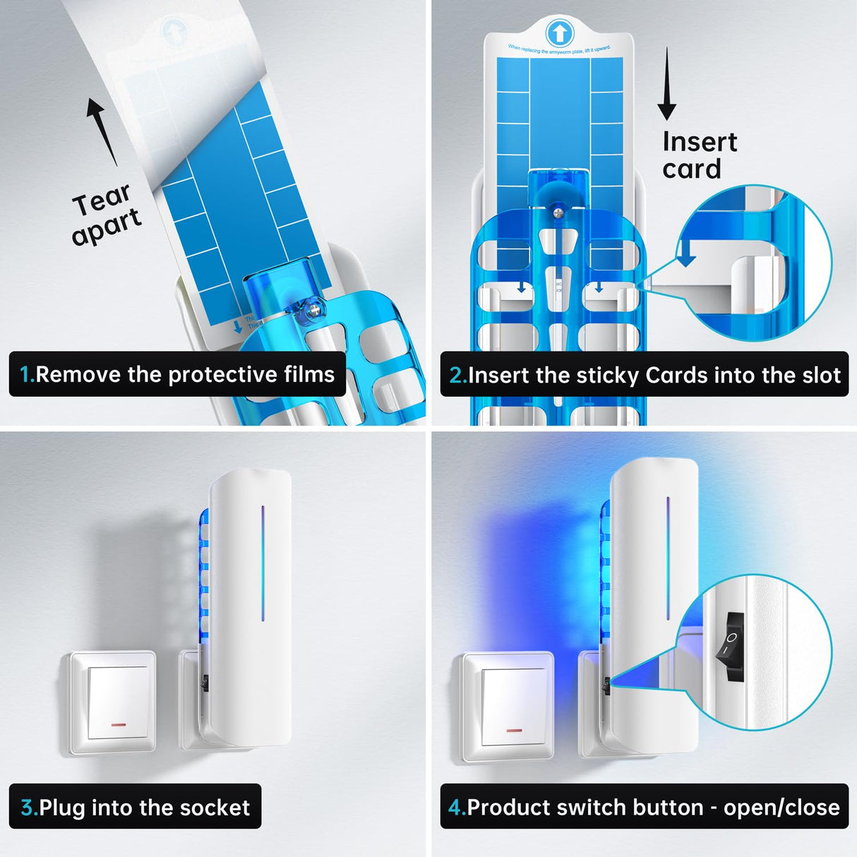 Fruit Fly Traps Indoor for Home: Plug in Mosquito Bug Zapper Gnat Moth Catcher with 9W Night UV Light, 2 Devices 20 Sticky Glue Board Refills for Indoors Flying Insect Trap
