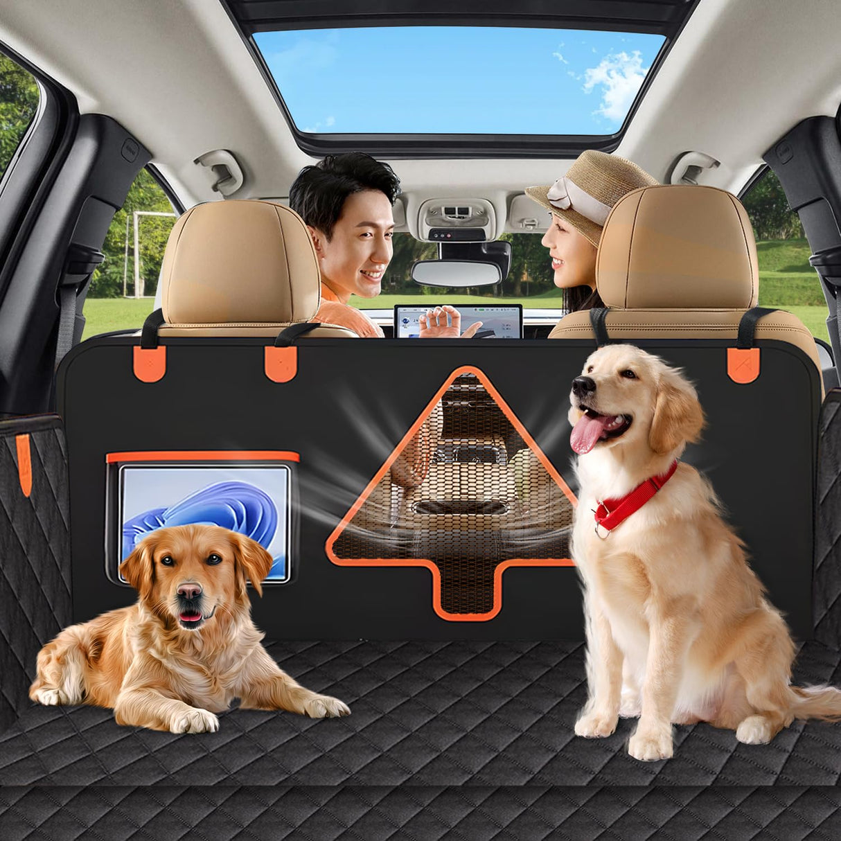 JASKFG Dog Car Seat Vover,Back Seat Cover for Dogs,Durable Scratch Proof and Waterproof Pet Car Seat Cover for Limousine/Family Car/SUV/Pickup(Black,52" L x 56.6" W)