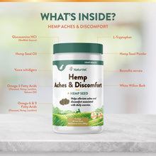 Load image into Gallery viewer, NaturVet Hemp Aches & Discomfort Plus Hemp Seed for Dogs, 60 ct Soft Chews, Made in The USA