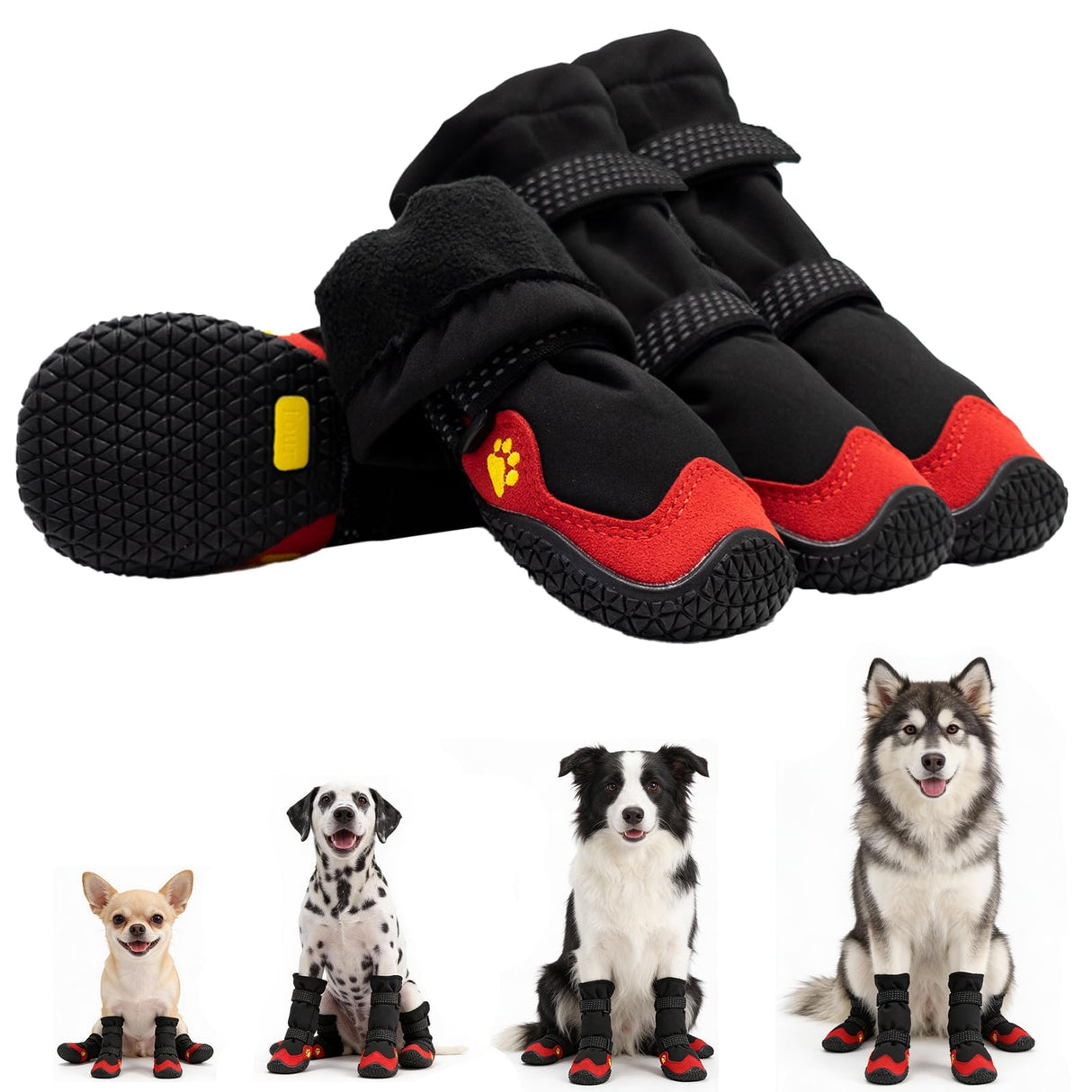 UIQELYS Dog Boots for Snow & Hiking, Waterproof High Top Protectors with Adjustable Reflective Straps, Anti-Slip Paw Protection Shoes for Mud and Hot Pavement-Ideal for Small to Large Dogs(Black, 7)
